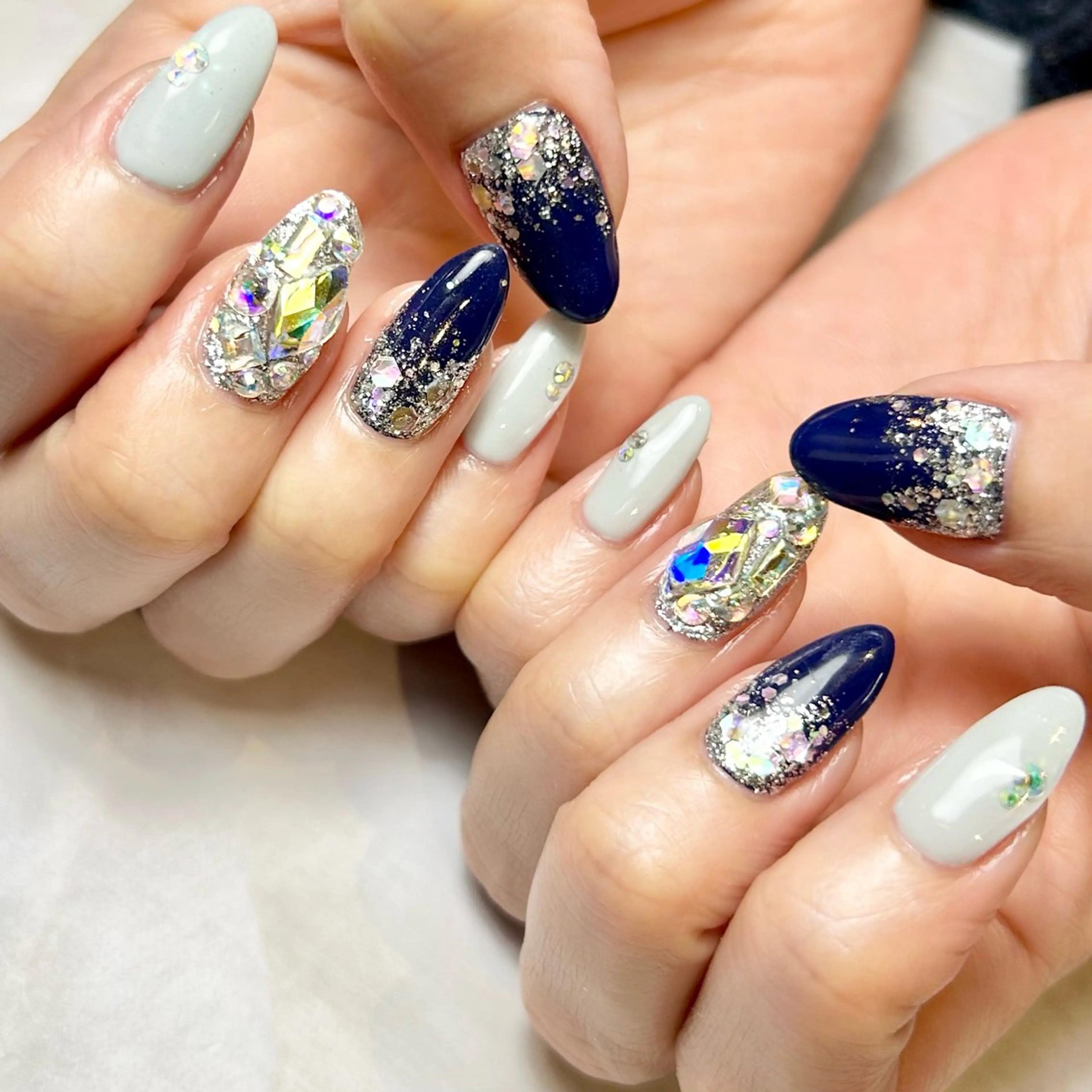 ネイル ブルー 持ち込み ネイビー ハンドネイル Reflection marikoのネイルデザイン