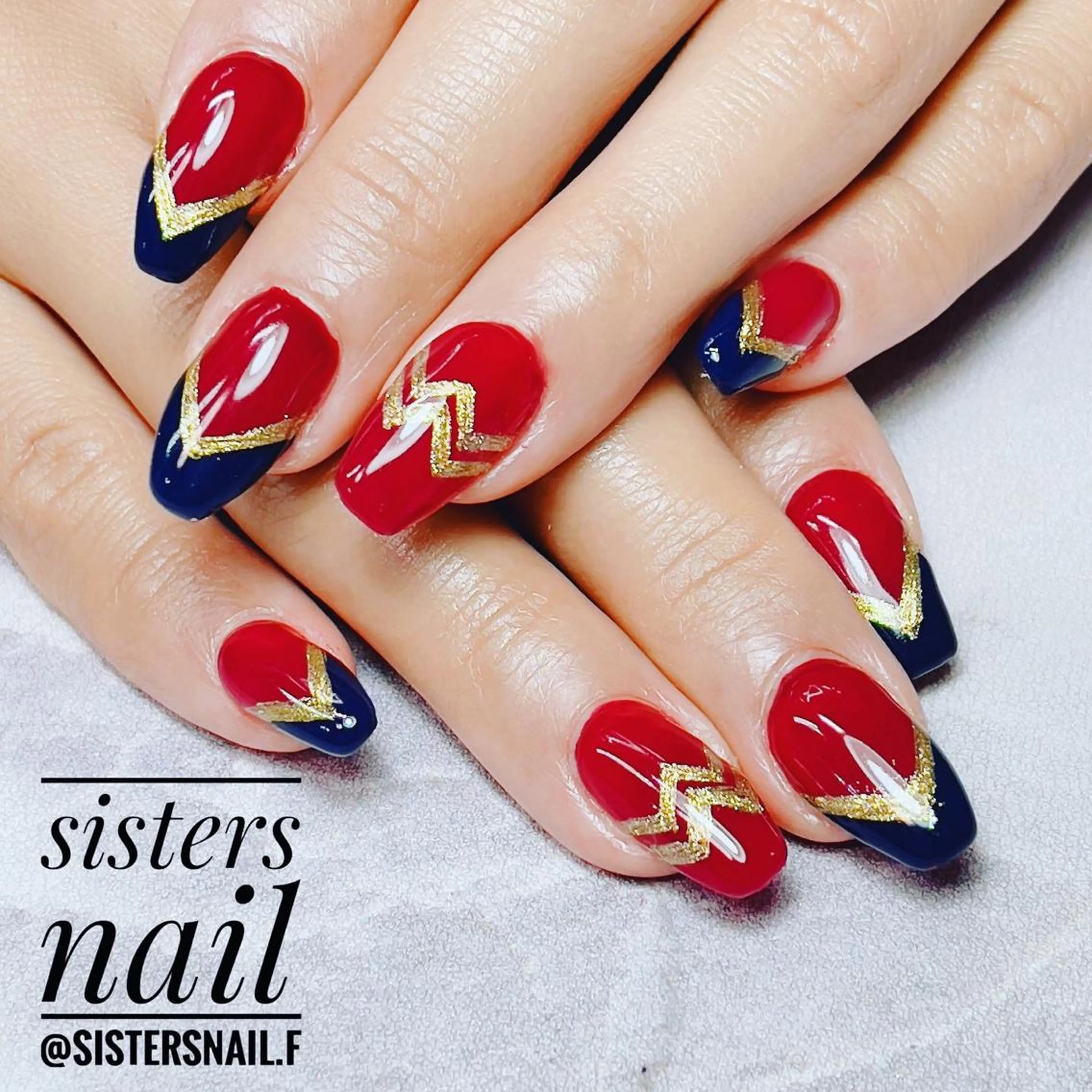 ネイル アートネイル ボルドー フレンチネイル 持ち込み ネイビー sisters nail.fのネイルデザイン