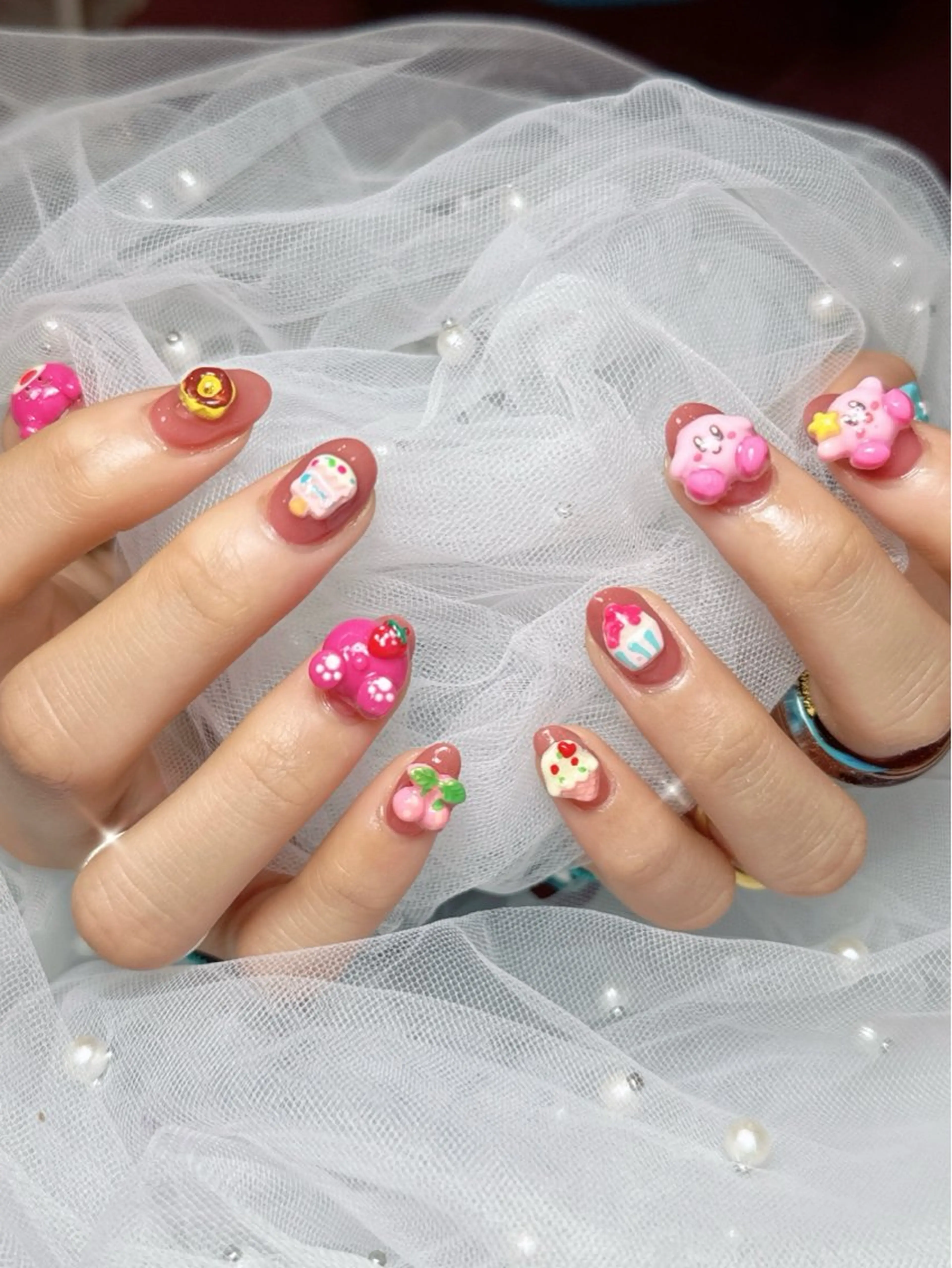 ネイル フレンチネイル ジェルネイル ハート 韓国ネイル マグネットネイル ネイルサロン lotusのネイルデザイン