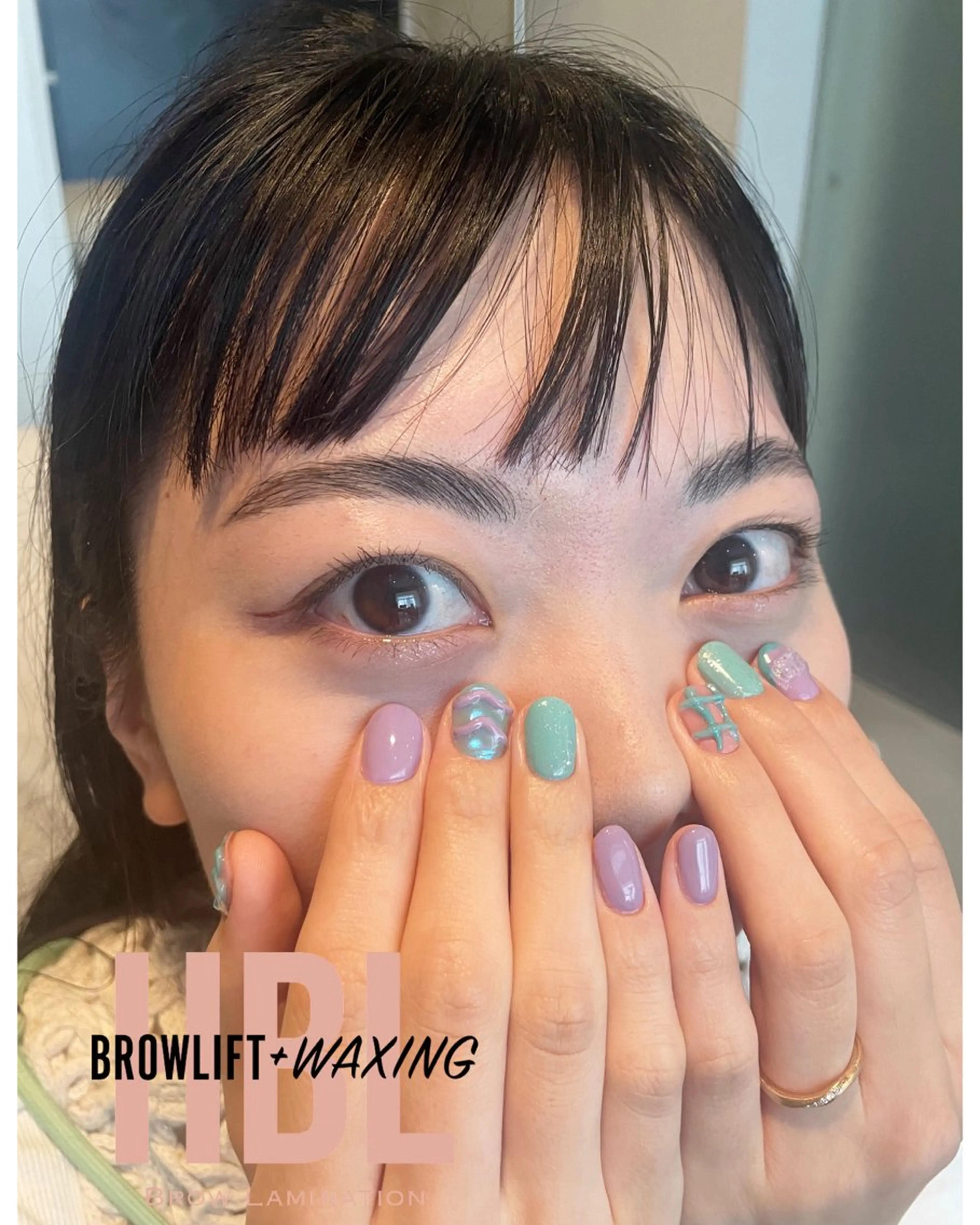 アイブロウ ハリウッドブロウリフト 眉毛ワックス脱毛 ma riのネイルデザイン