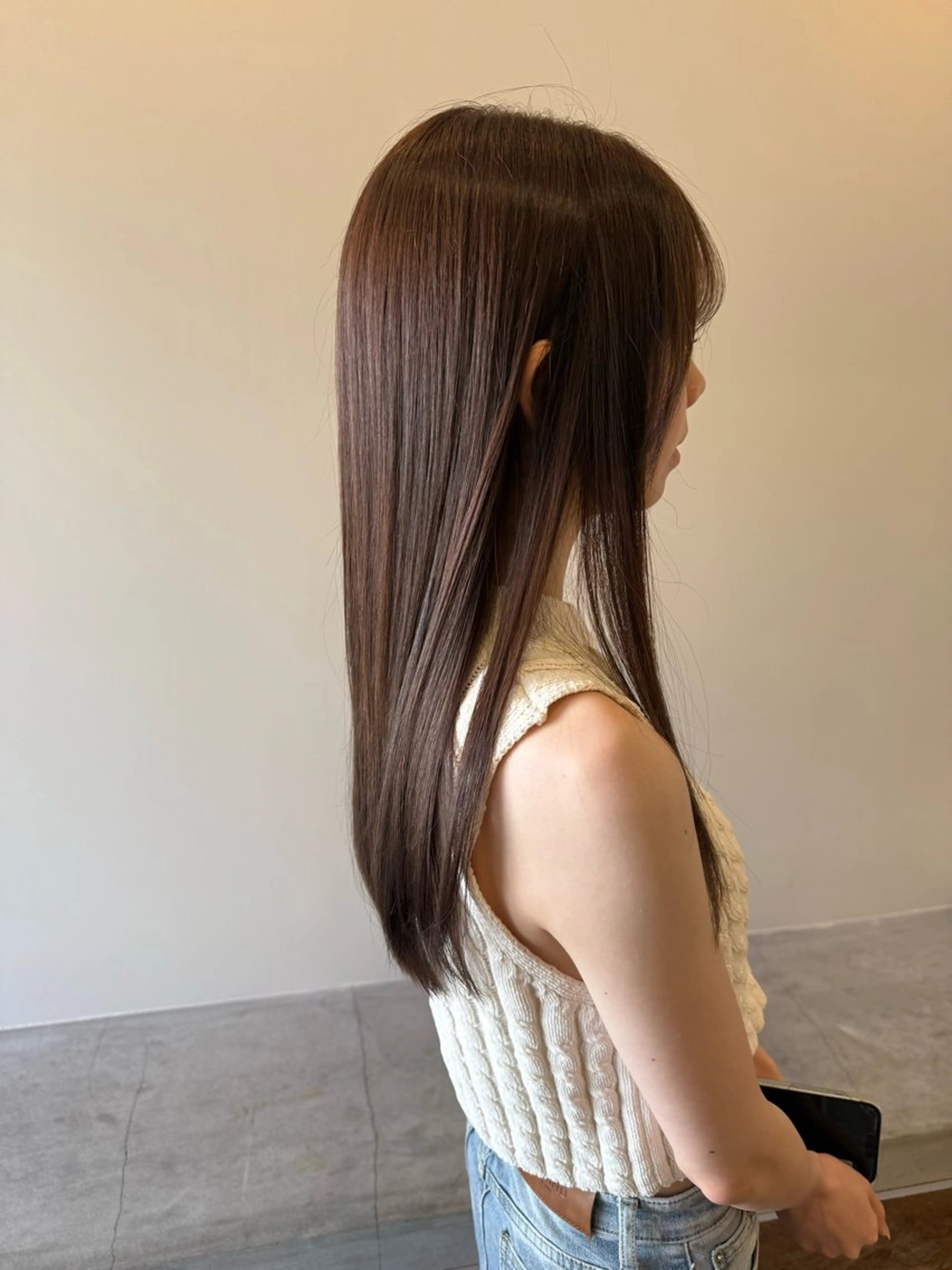 ロング カラー パーマ 縮毛矯正 ストレートパーマ ヘアカラー 縮毛矯正 トリートメント 💛🤍U too e’s 鎌倉🧸のヘアスタイル