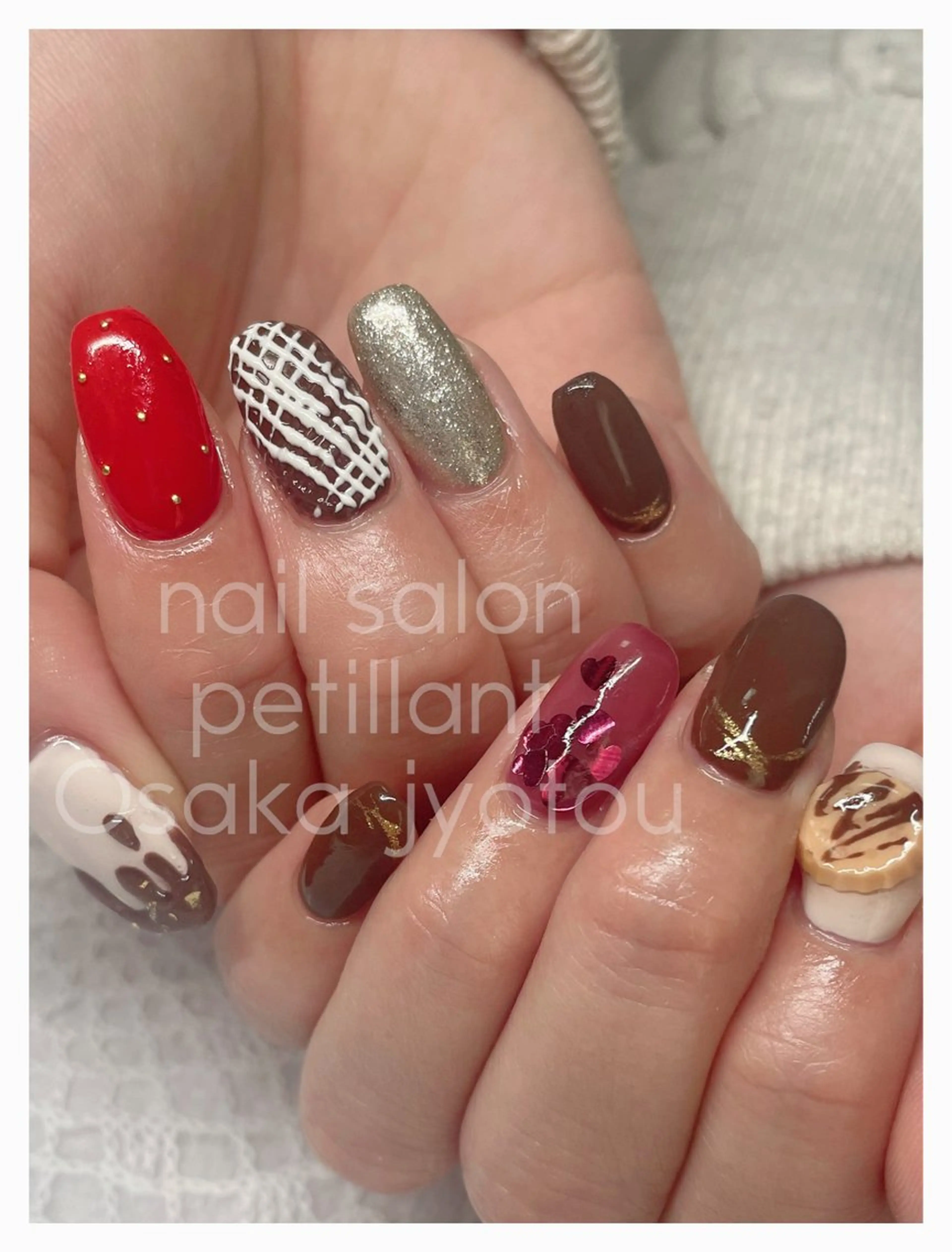 ネイル 持ち込み バレンタイン nail salon petillantのネイルデザイン