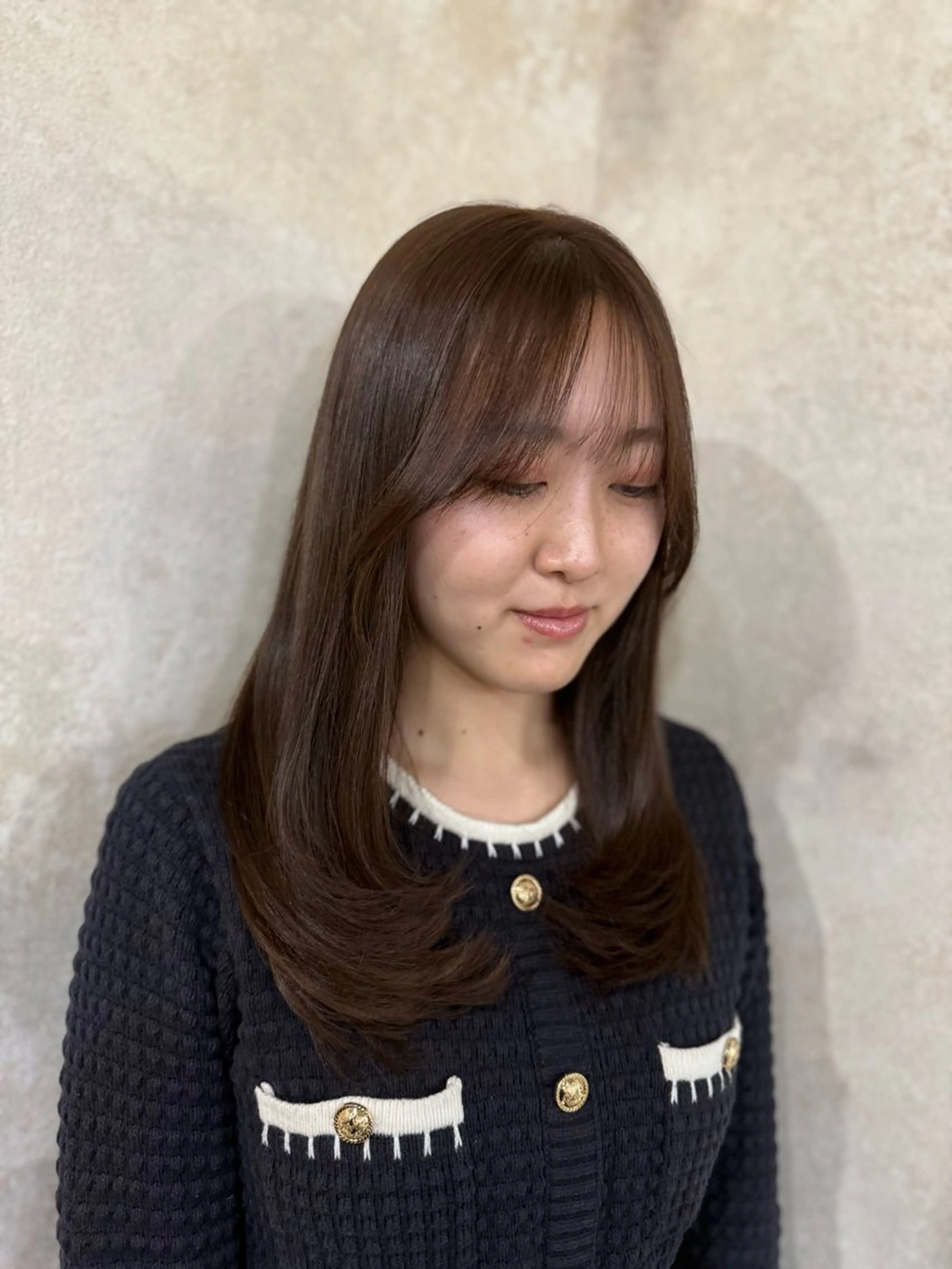 セミロング レイヤーカット カット ヘアカラー トリートメント 若命燿史／レイヤー 縮毛矯正/髪質改善のヘアスタイル