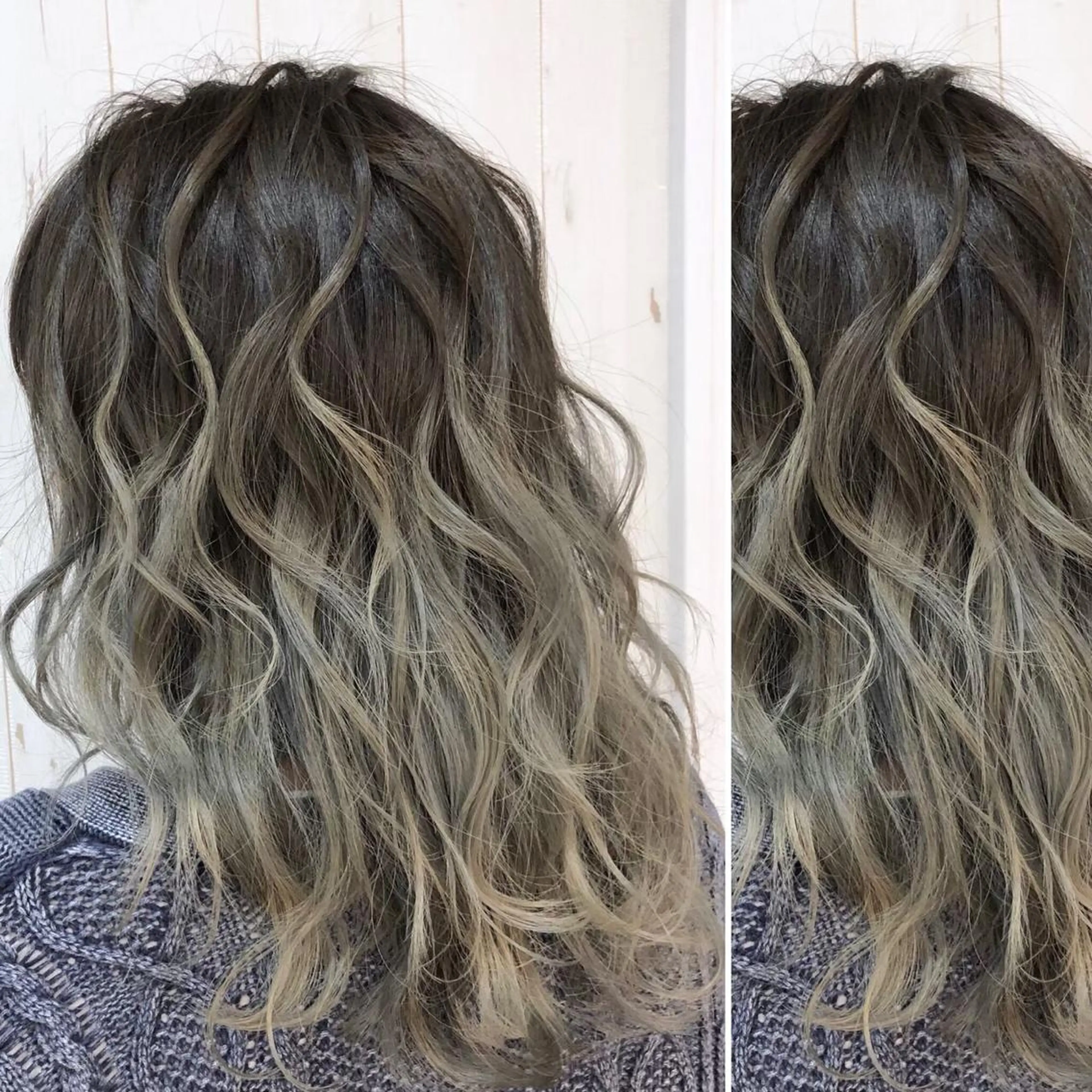 セミロング カラー JuNブリーチに 縮毛矯正するプロのヘアスタイル