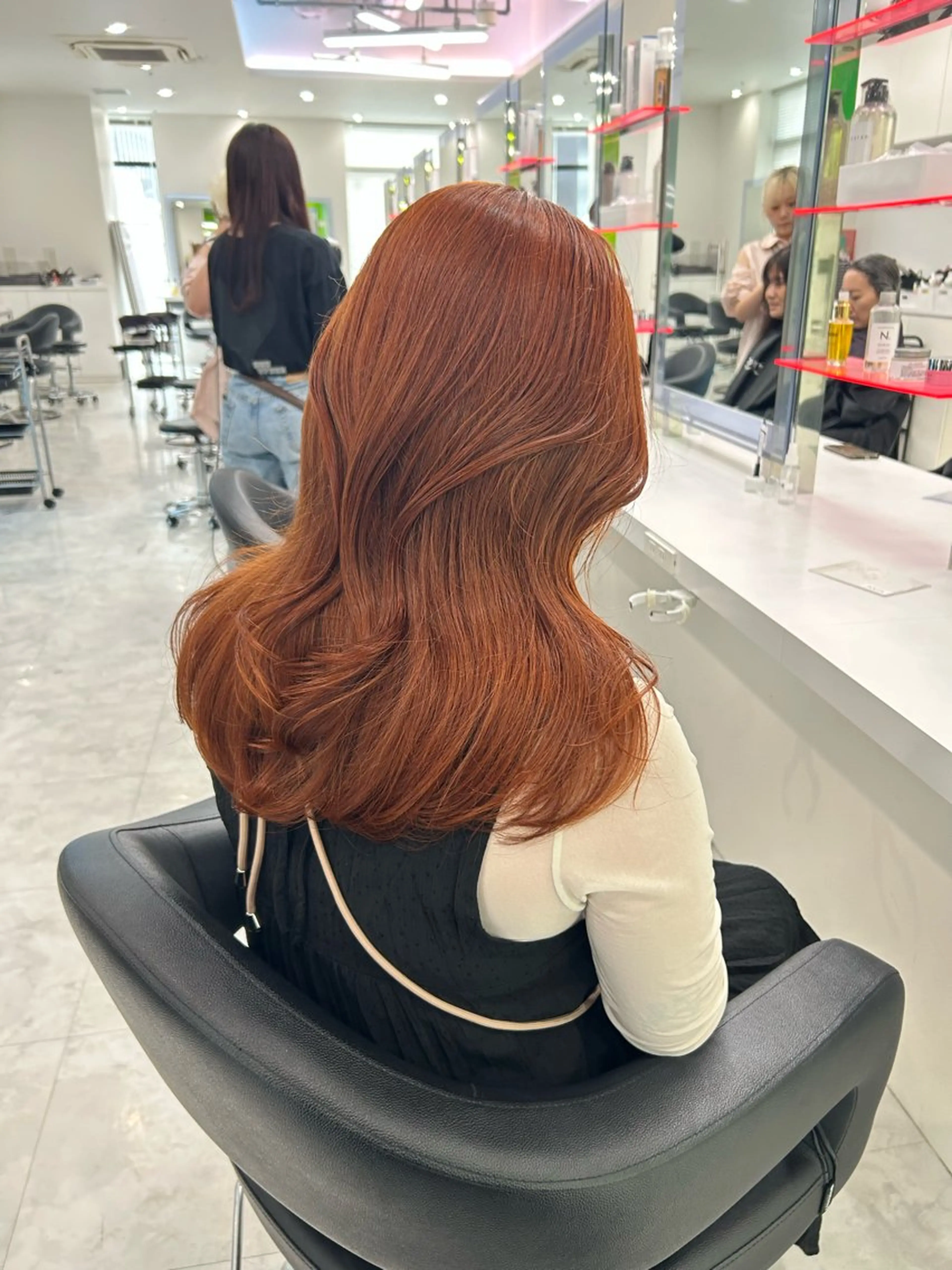 セミロング カラー ベージュカラー オレンジ 韓国カット/ パーマ/KOTAのヘアスタイル