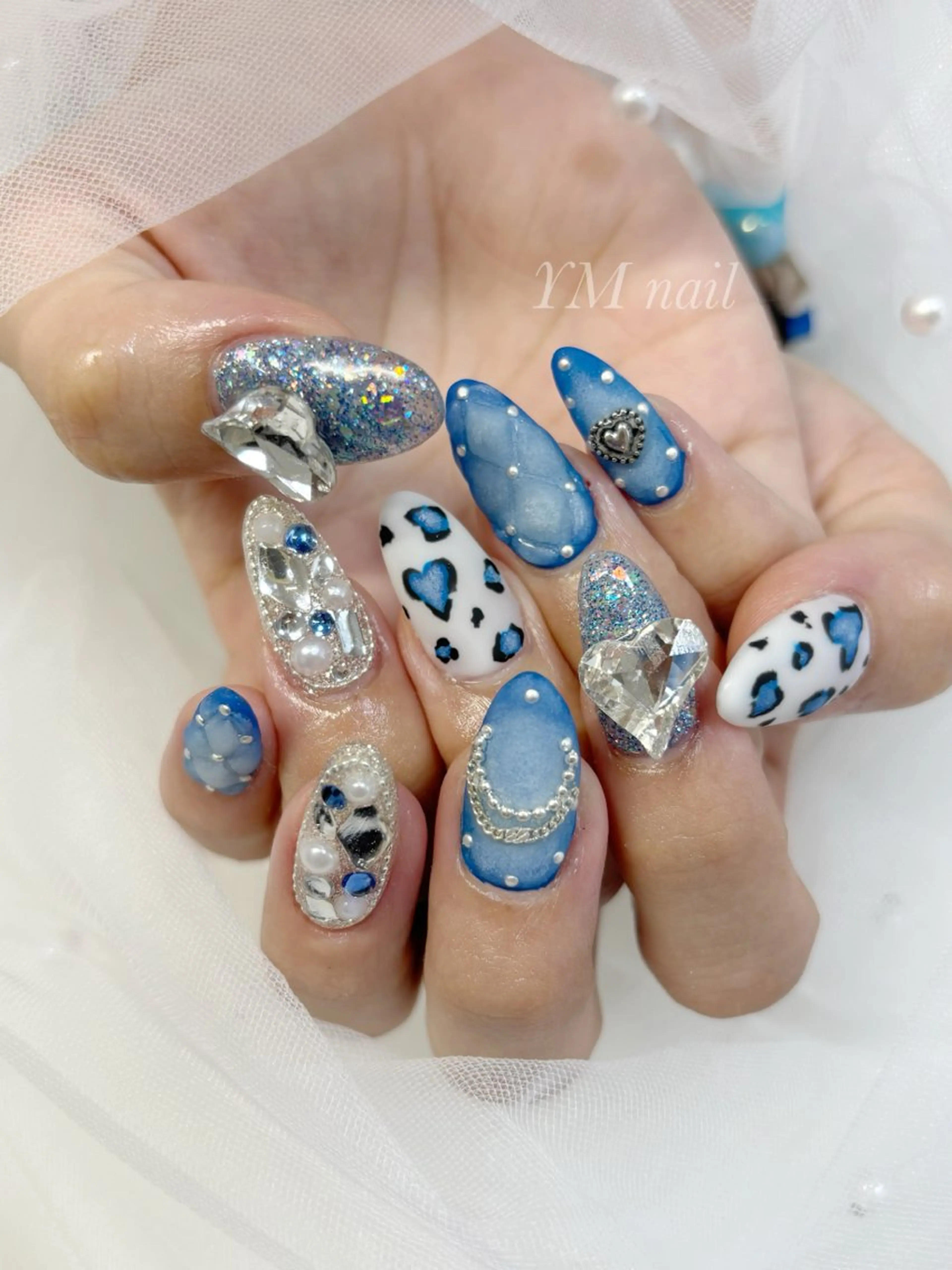 ネイル ブルー ジェルネイル スカルプネイル ハンドネイル YM nailのネイルデザイン