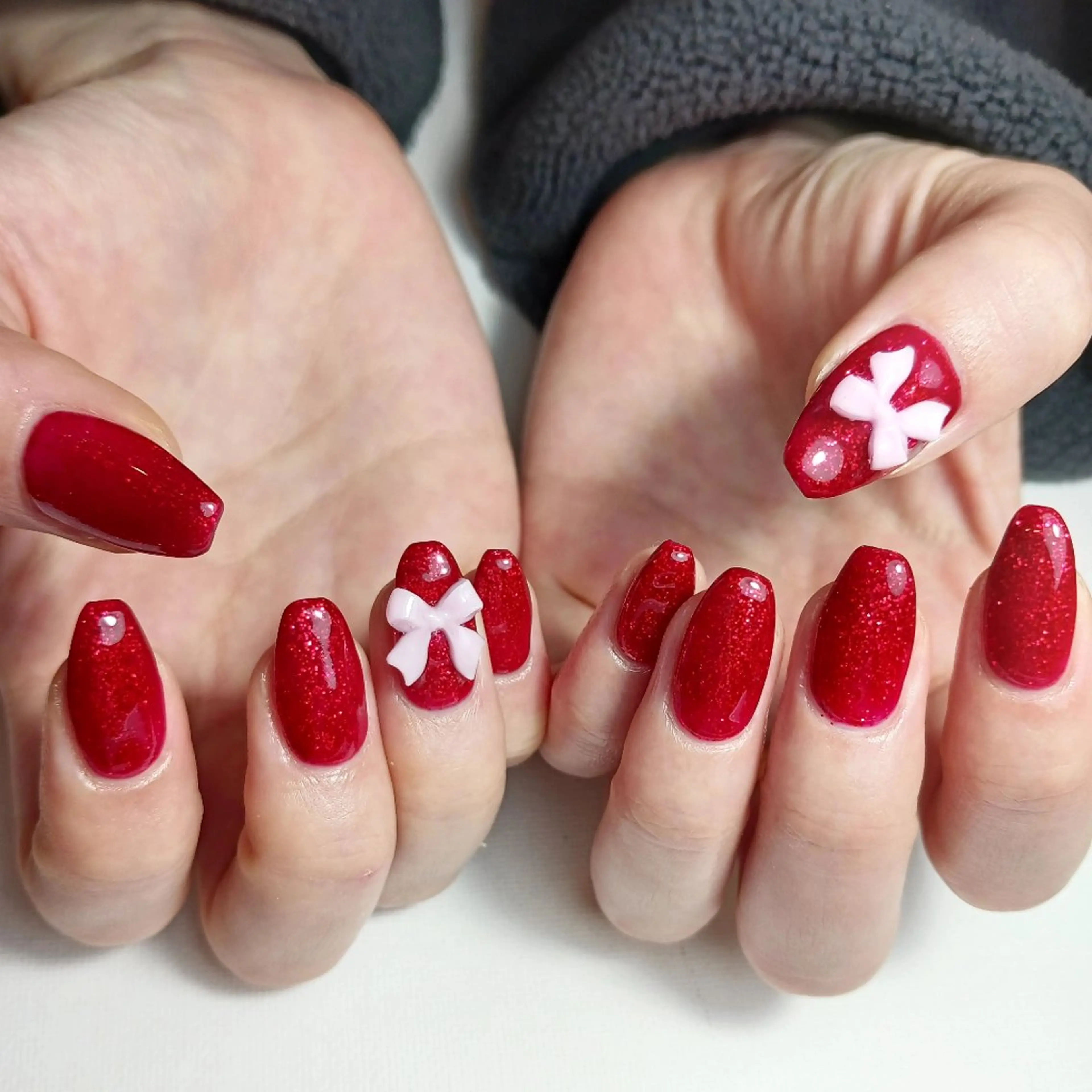 ネイル ボルドー ジェルネイル ラメ(グリッター) 持ち込み 赤色 ハンドネイル owlnail /持込みデザイン専門のネイルデザイン