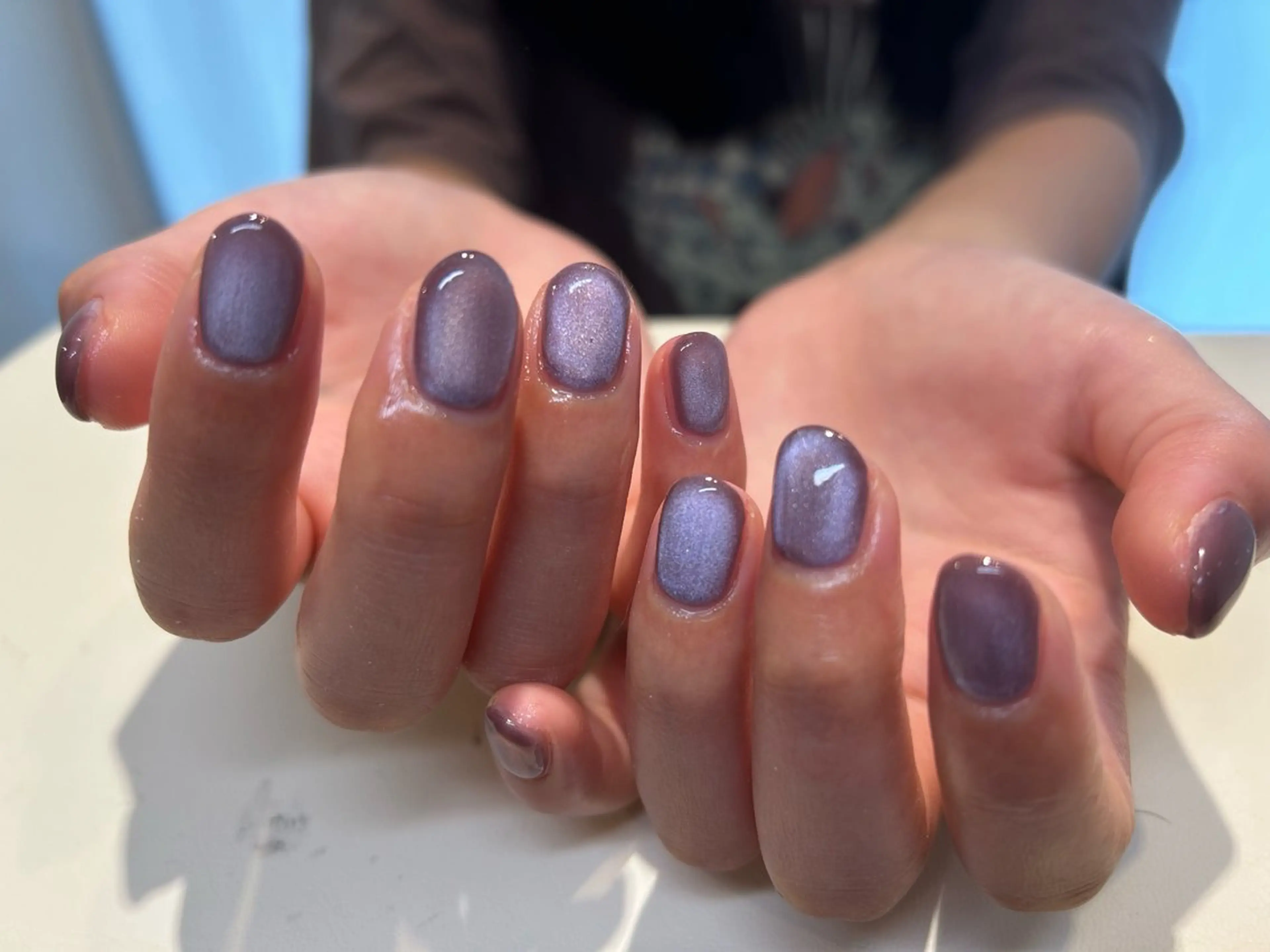 ネイル ワンカラーネイル mellow:ｸﾙﾐ ﹡˖˟༝🎀˖˟ ༝のネイルデザイン