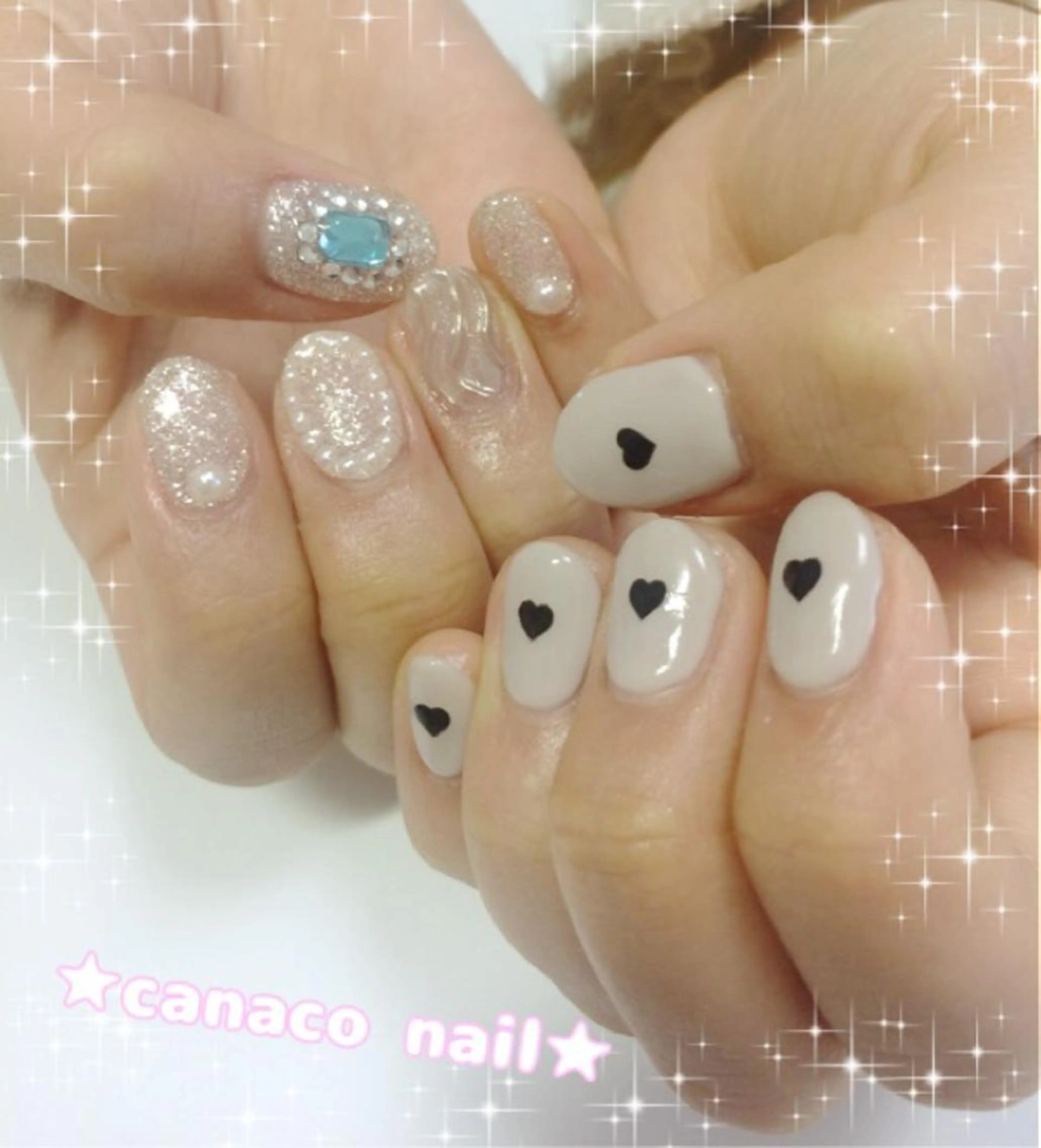 ネイル アートネイル ジェルネイル パラジェル ストーンネイル ハンドネイル ハンドケア Felice所属・ベテランネイル cnc  nailのネイルデザイン