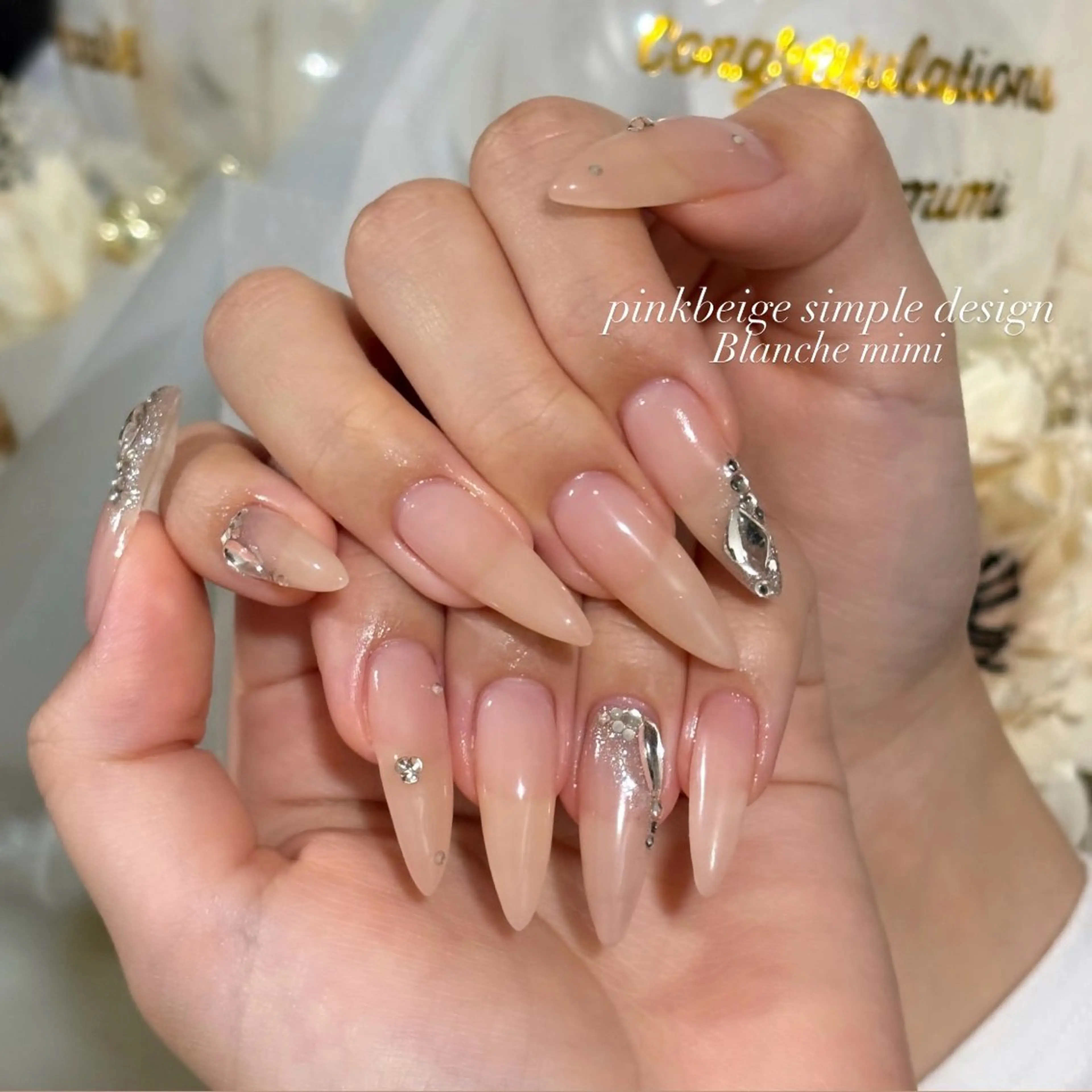 ネイル ロングネイル ハンドネイル Blanche mimi.u_aのネイルデザイン