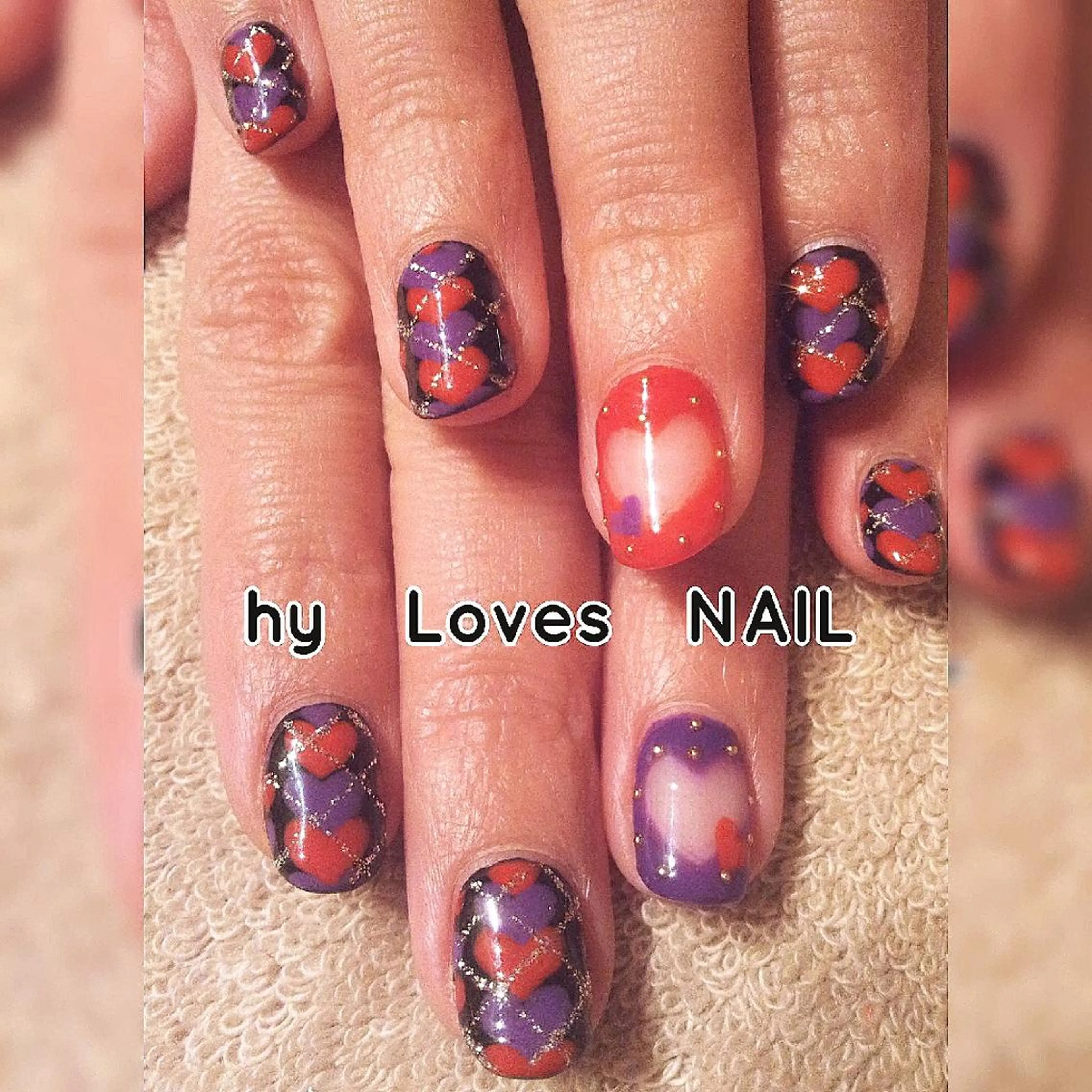 ネイル ジェルネイル ハート ラメ(グリッター) ショートネイル ハンドネイル よしだ ひろきのネイルデザイン