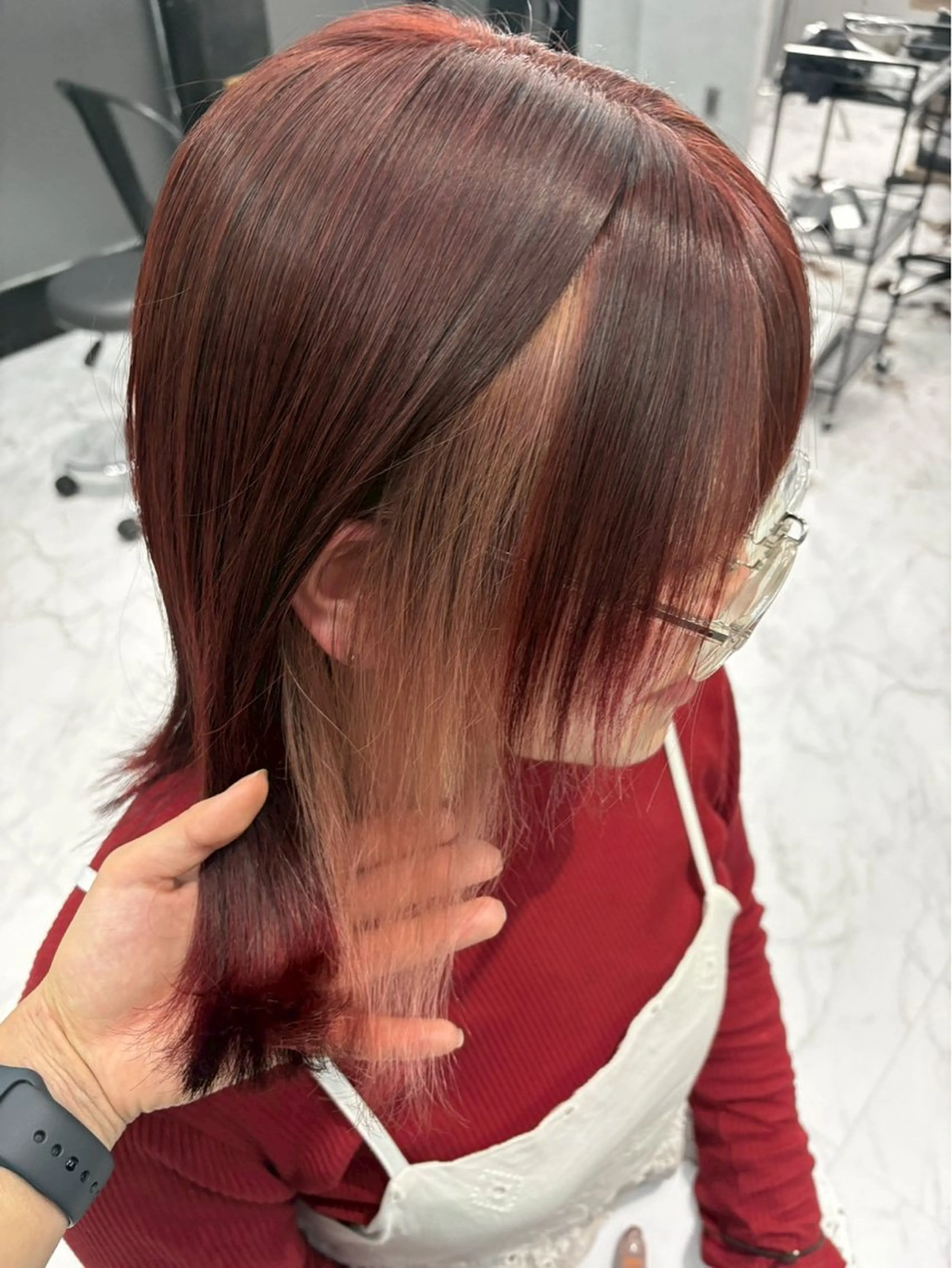 セミロング カラー カット ヘアカラー トリートメント ハイトーン/韓国風/ 艶髪/吉祥寺のヘアスタイル