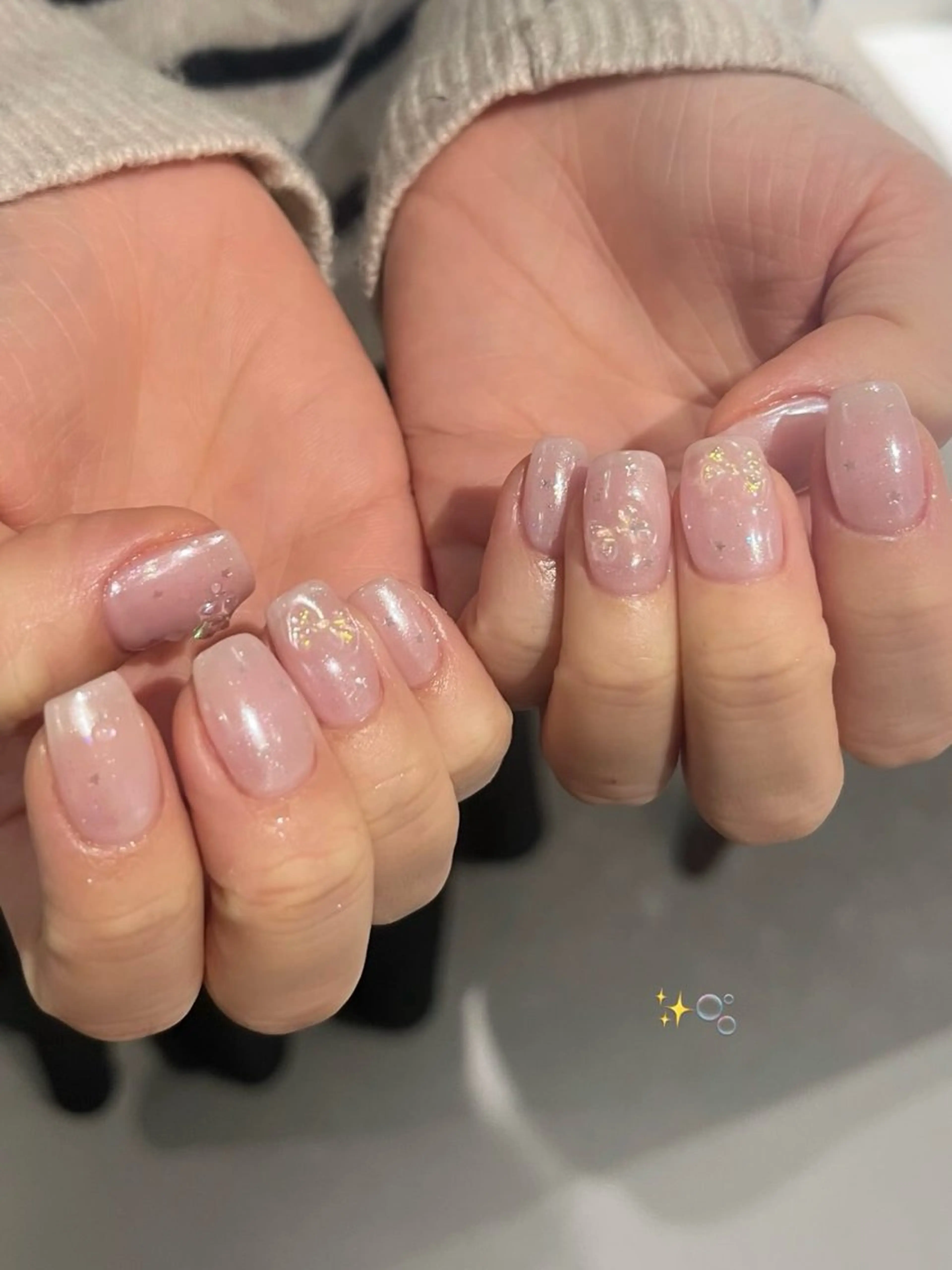 ネイル オーロラネイル ピンク リボン ハンドネイル miyuu🤍 @__miyuu._のその他イメージ