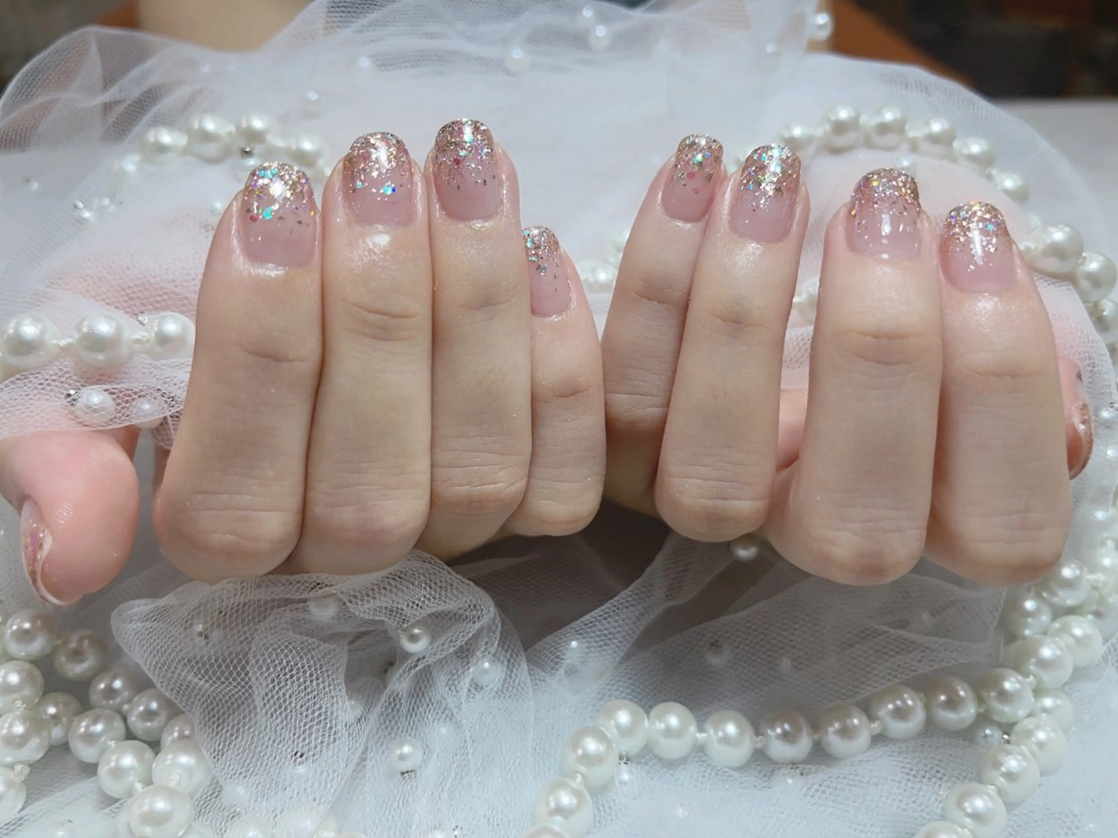 ネイル アートネイル フラッシュネイル フレンチネイル ガラスフレンチ グラデーション M2beauty Renaのネイルデザイン