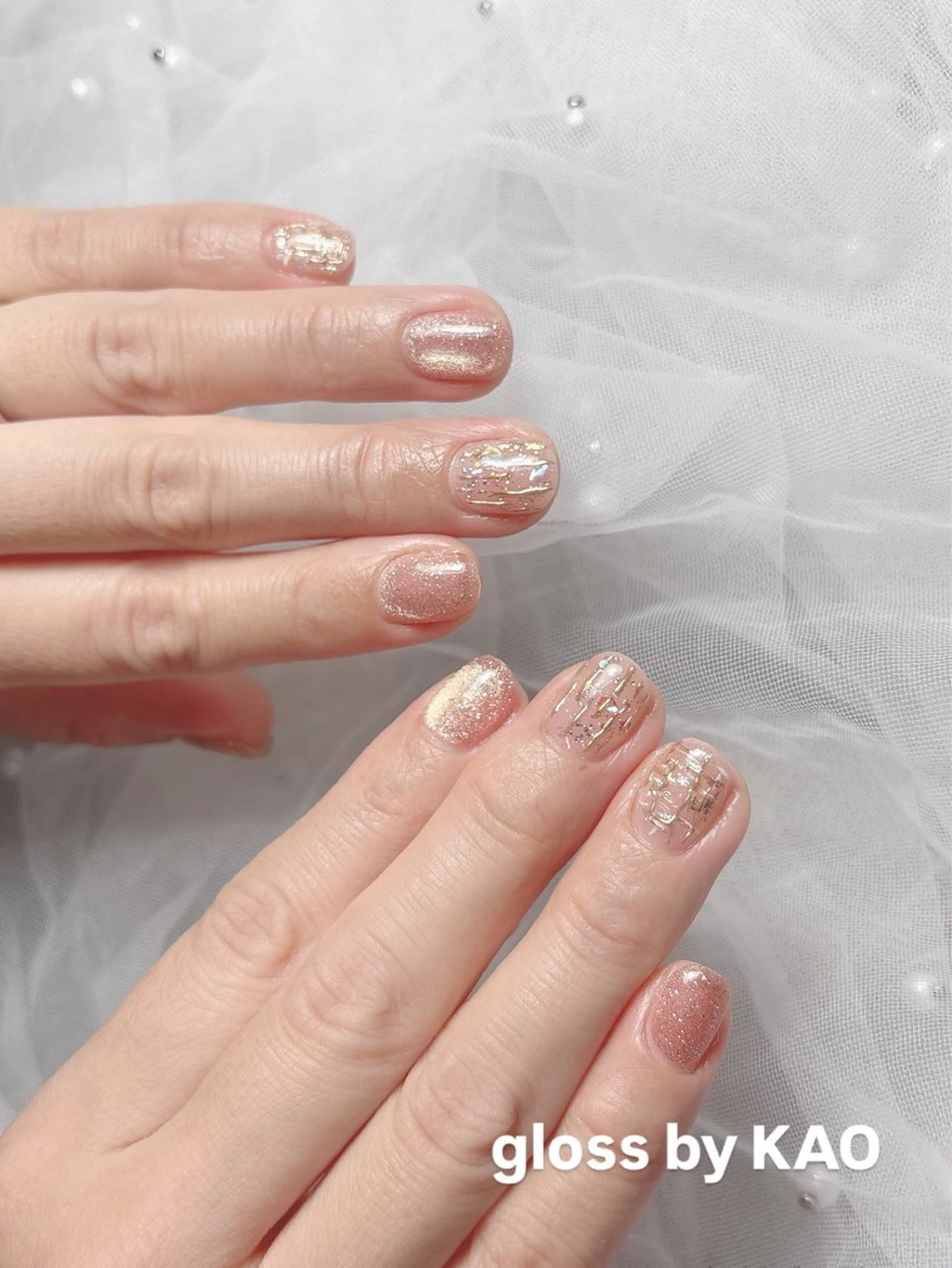 ネイル ミラーネイル ツイードネイル ハンドネイル gloss by KAOのネイルデザイン