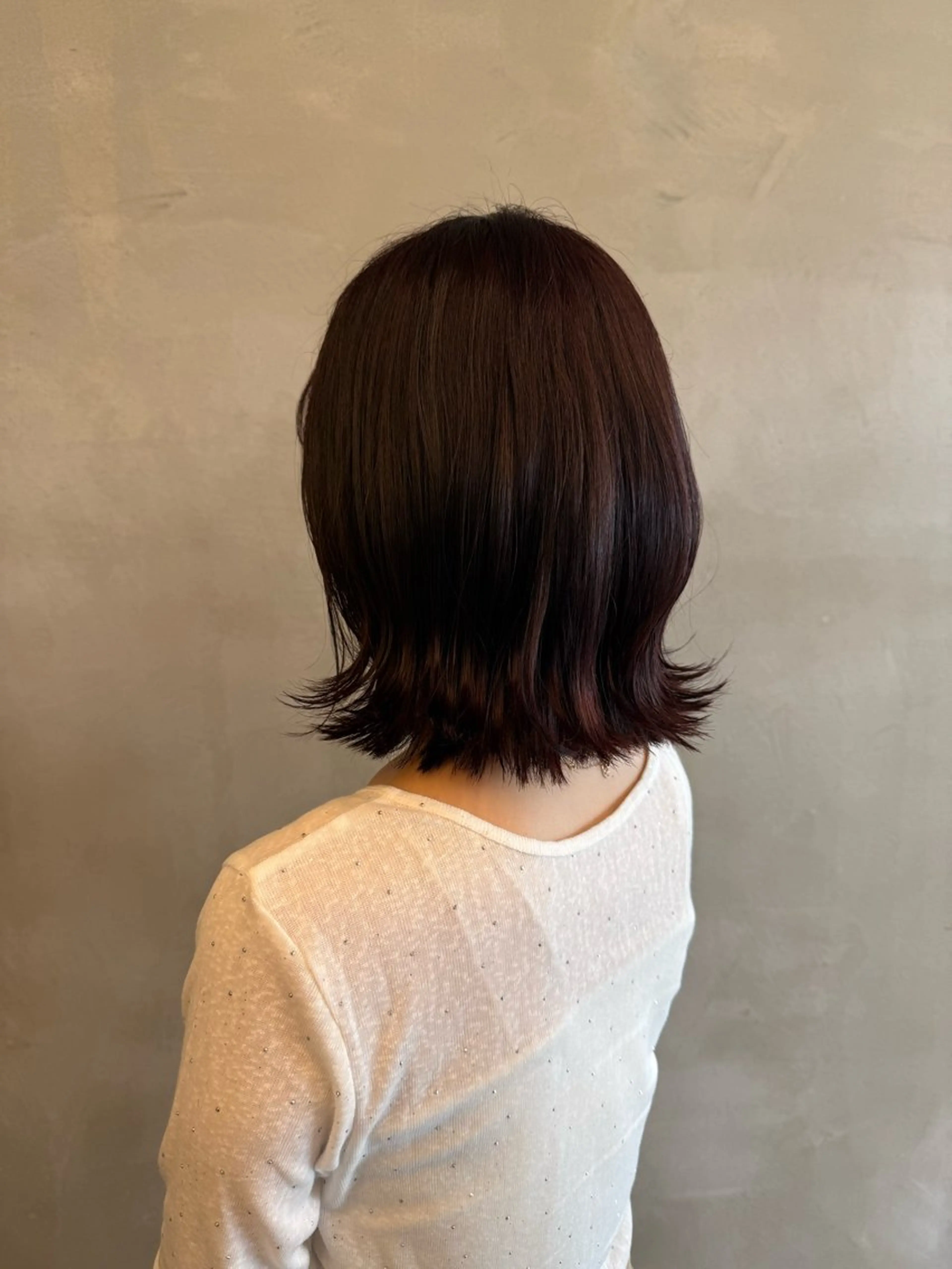 ミディアム ピンクブラウン ヘアカラー 坪井 楓のヘアスタイル