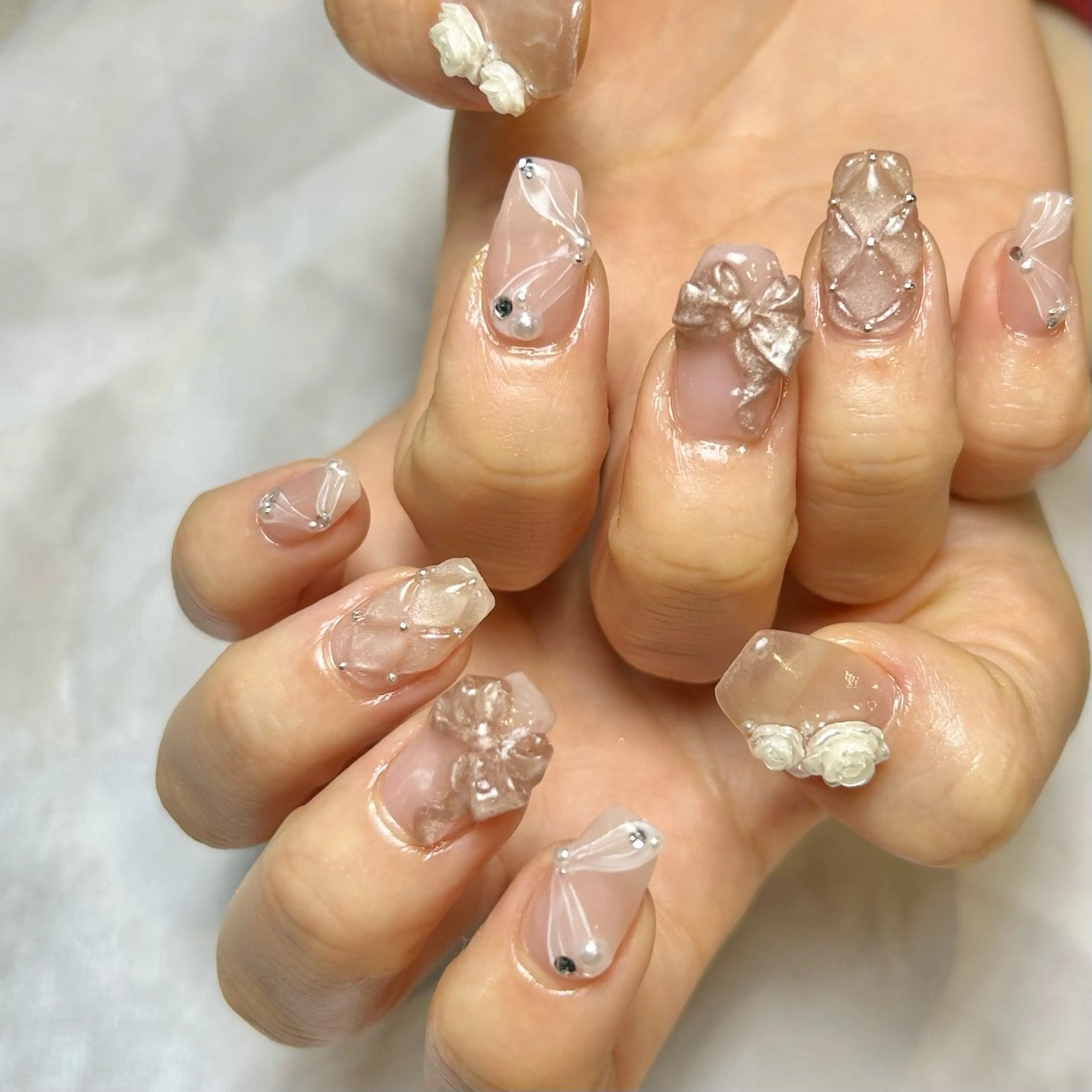 ネイル リボン ハンドネイル Reflection marikoのネイルデザイン