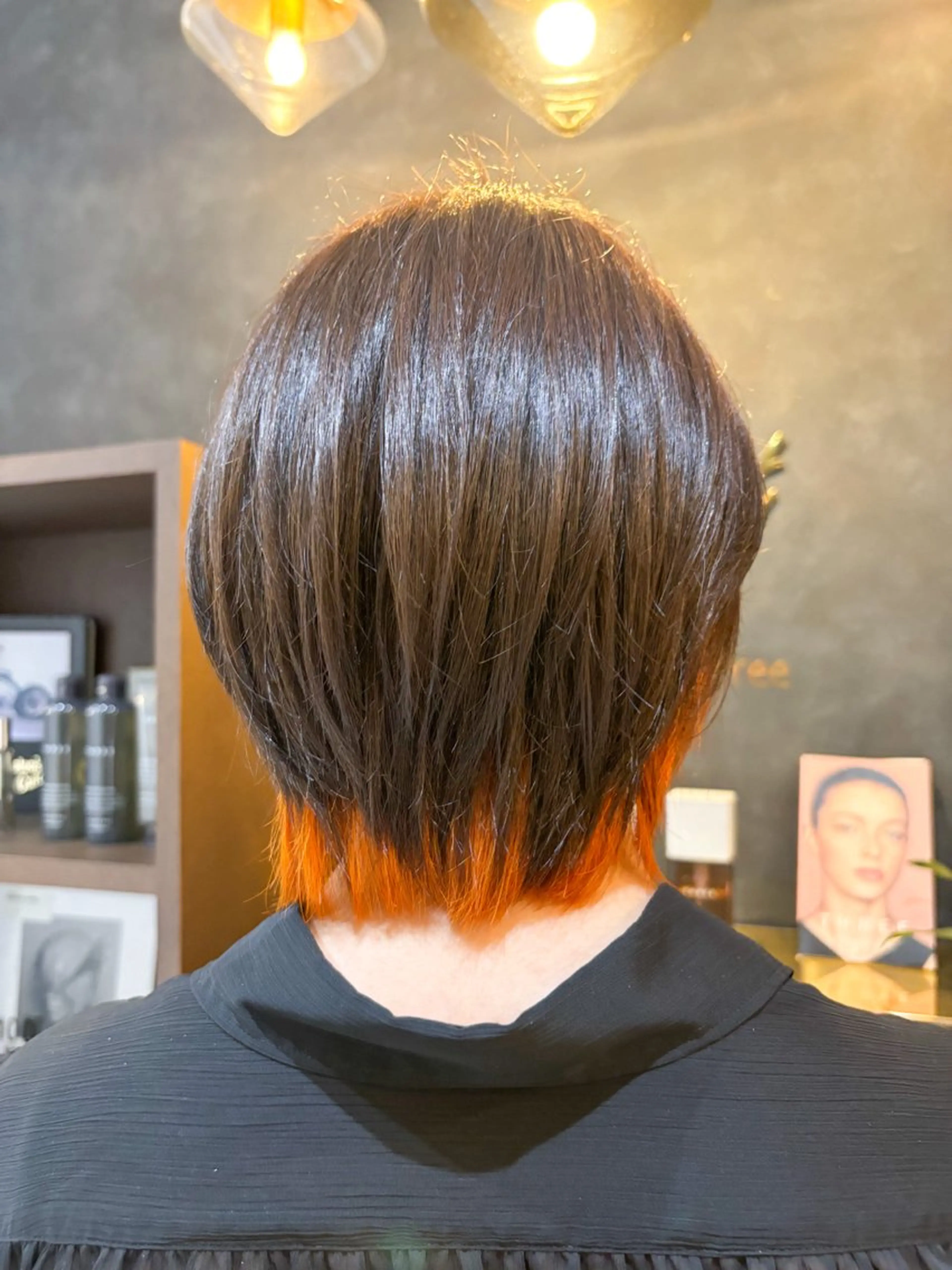 ショート カラー ブラウンカラー オレンジ mit セン北のヘアスタイル