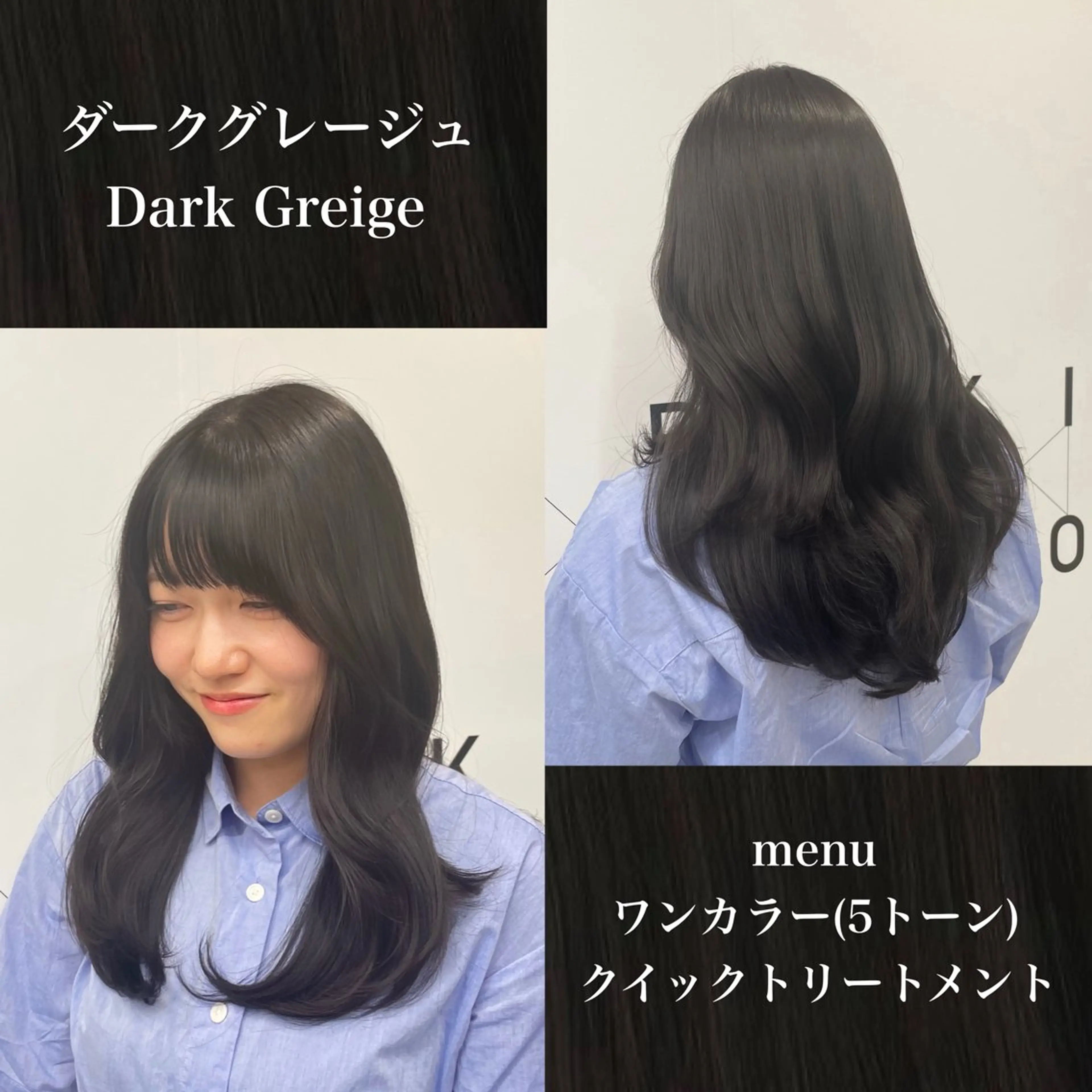 ロング カラー ブリーチ ダークグレー ダークグレージュ グレージュ ブリーチなしカラー 新宿/顔周りカット/ レイヤー/がっきーのヘアスタイル