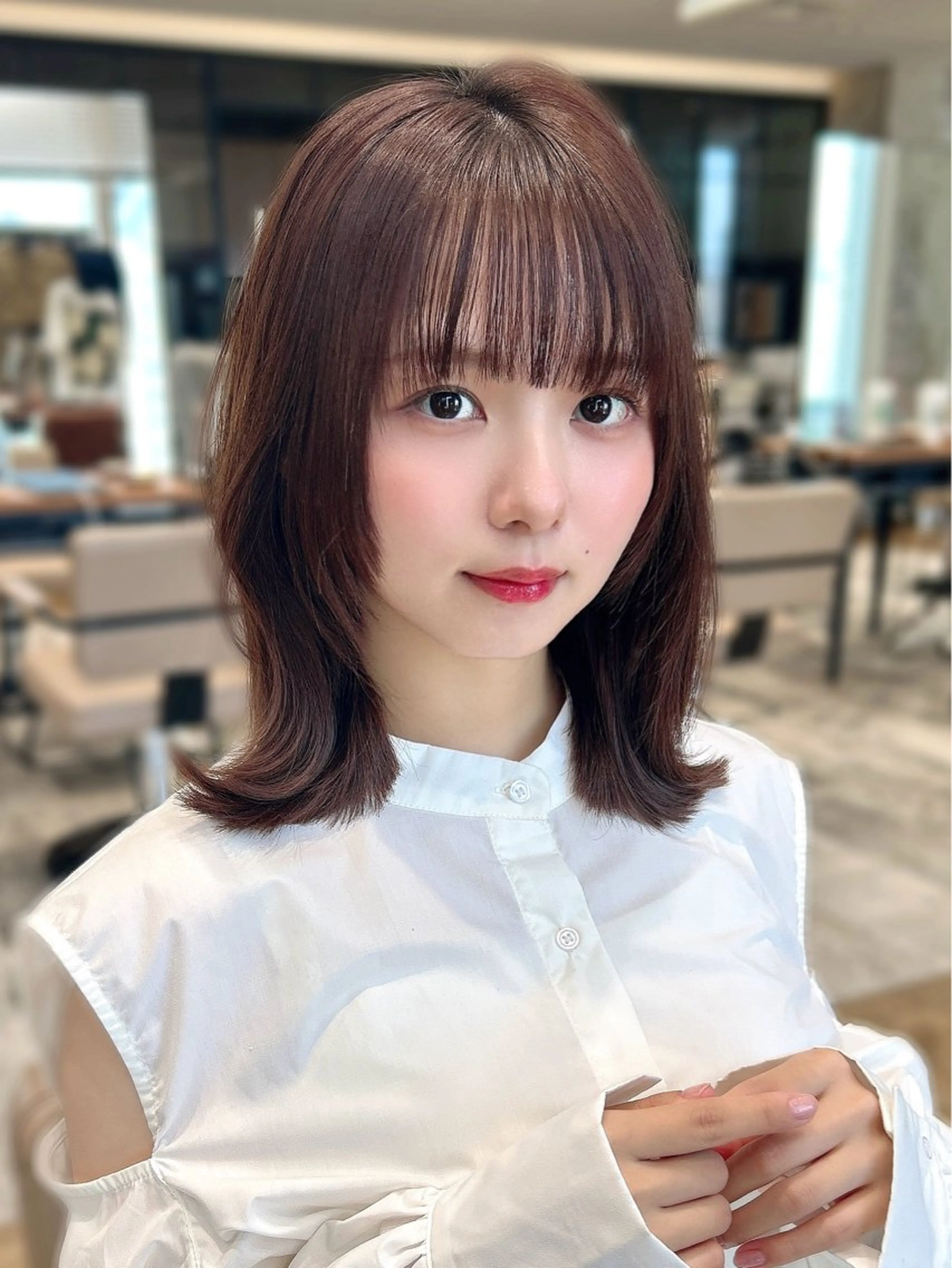 ミディアム カラー カット ヘアカラー トリートメント 新宿✨顔周りカット 韓国ヘア/坂本亜裟海のヘアスタイル