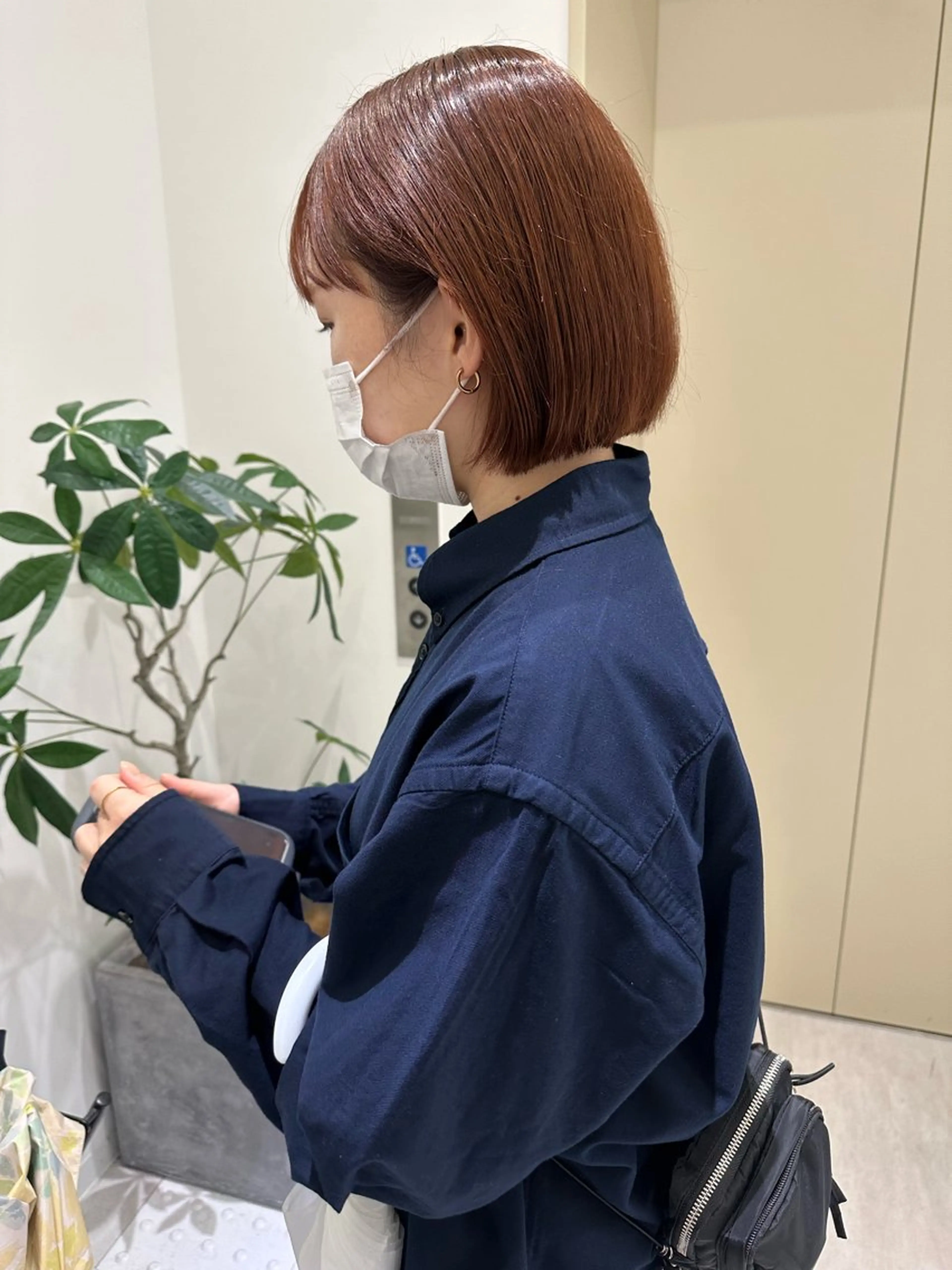 ショート カラー ブラウンカラー オレンジ オレンジブラウン ボブ カット ヘアカラー トリートメント レイヤー/ボブ/ 顔周り/yukinaのヘアスタイル