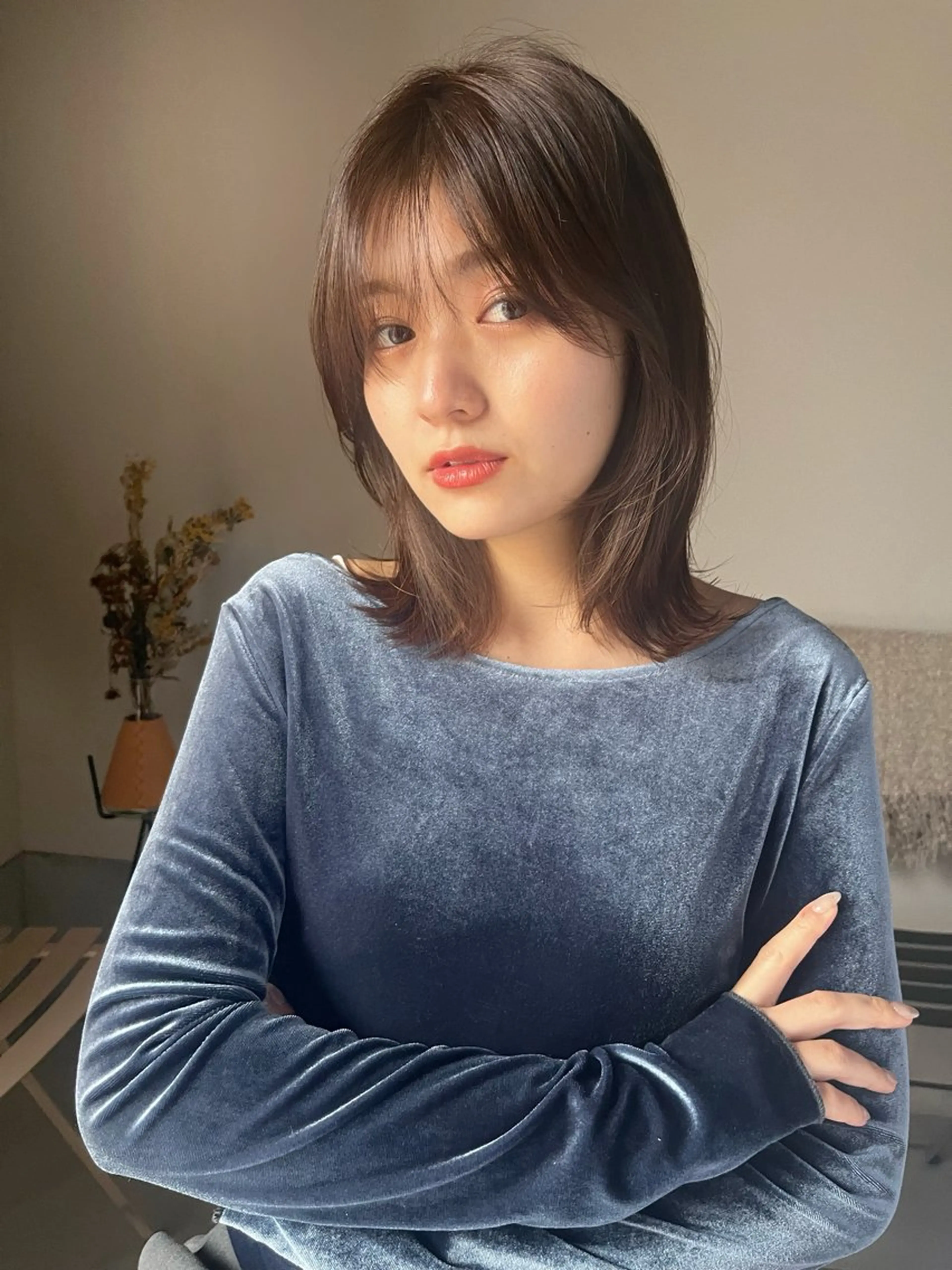 ミディアム カラー くびれヘア レイヤーカット ヘアカラー ヘッドスパ MINX The pass所属・透明感ケアカラー/ レイヤー/ryokaのヘアスタイル