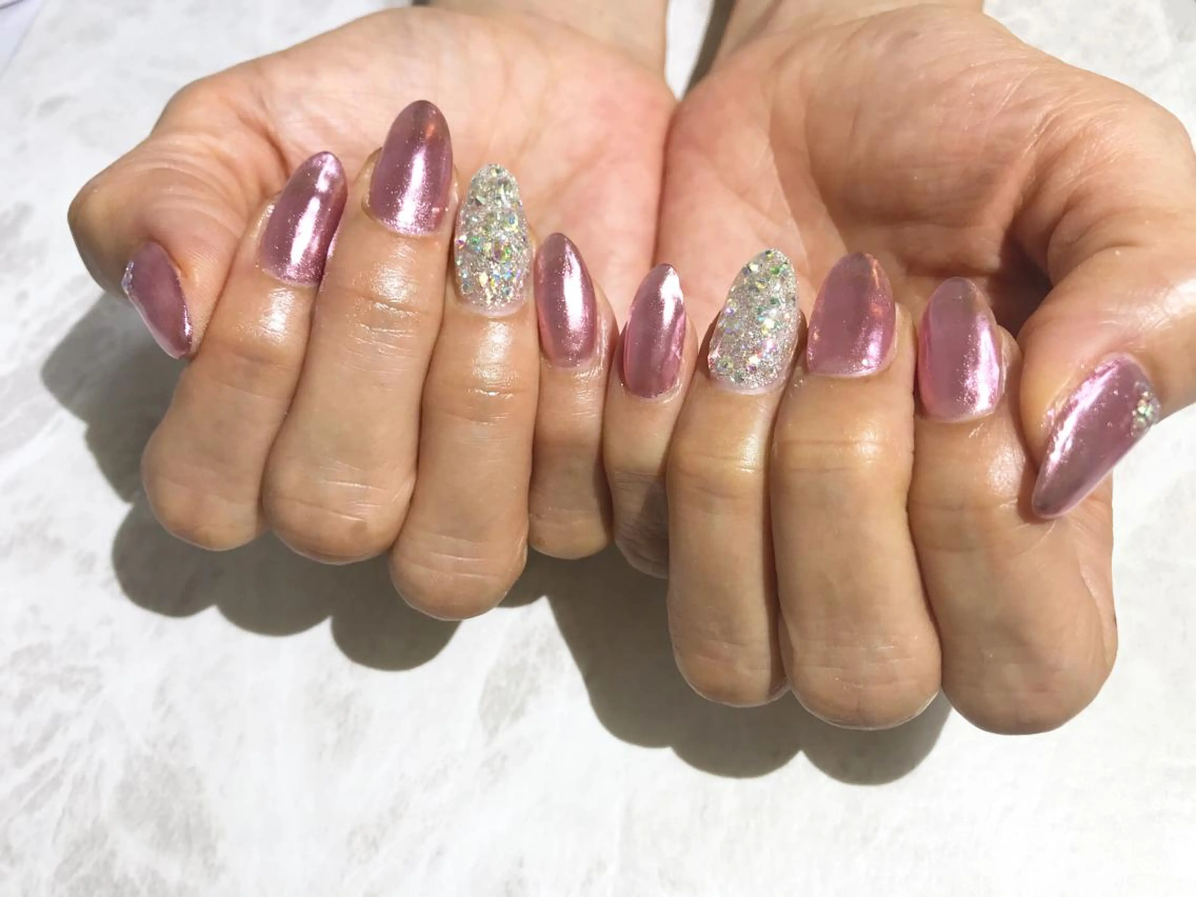 ネイル フットネイル ミラーネイル ニュアンスネイル ピンク シンプルネイル nail fufla ♡yamane♡のネイルデザイン