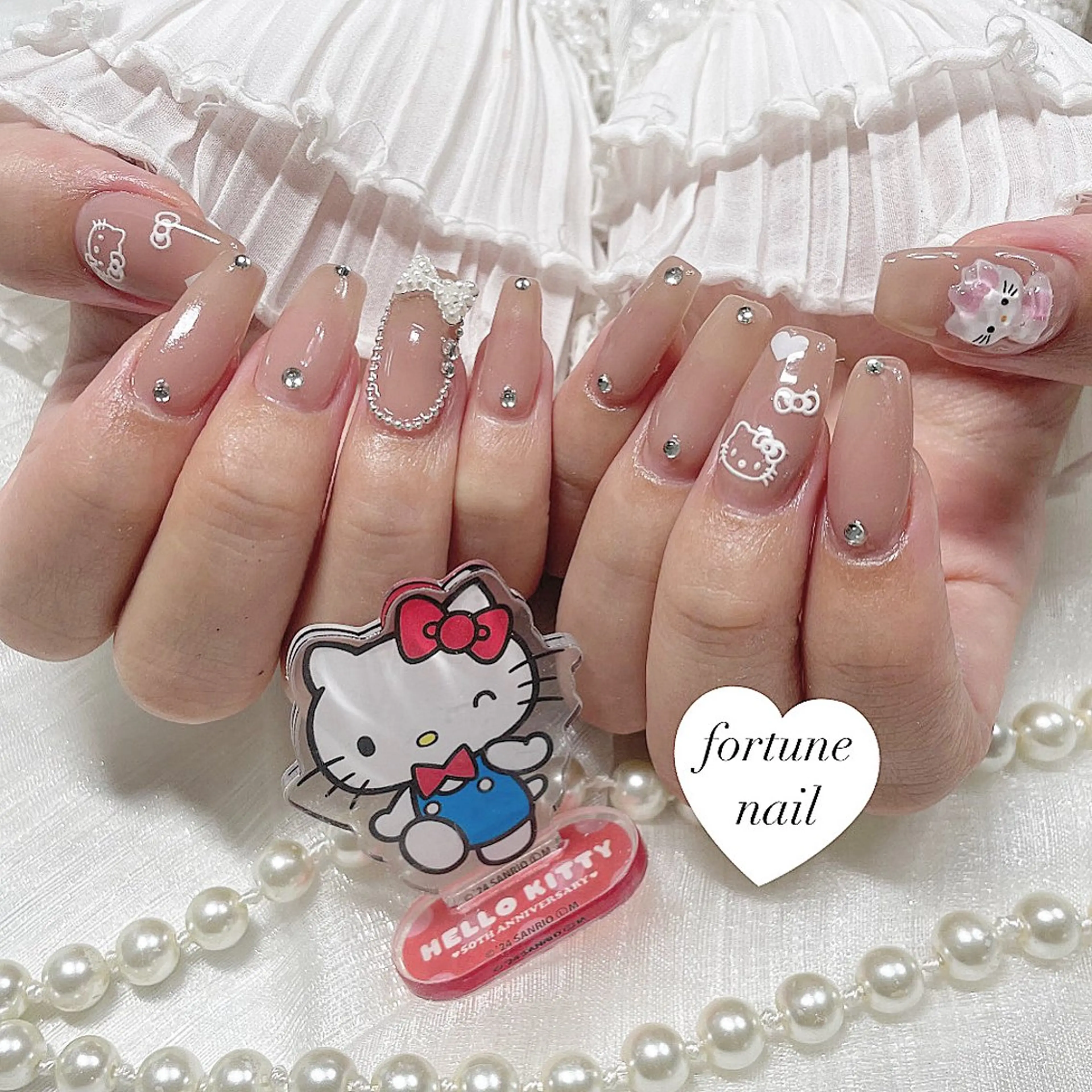 ネイル ガーリー リボン ワンホンネイル ハンドネイル ☆saori ☆のネイルデザイン