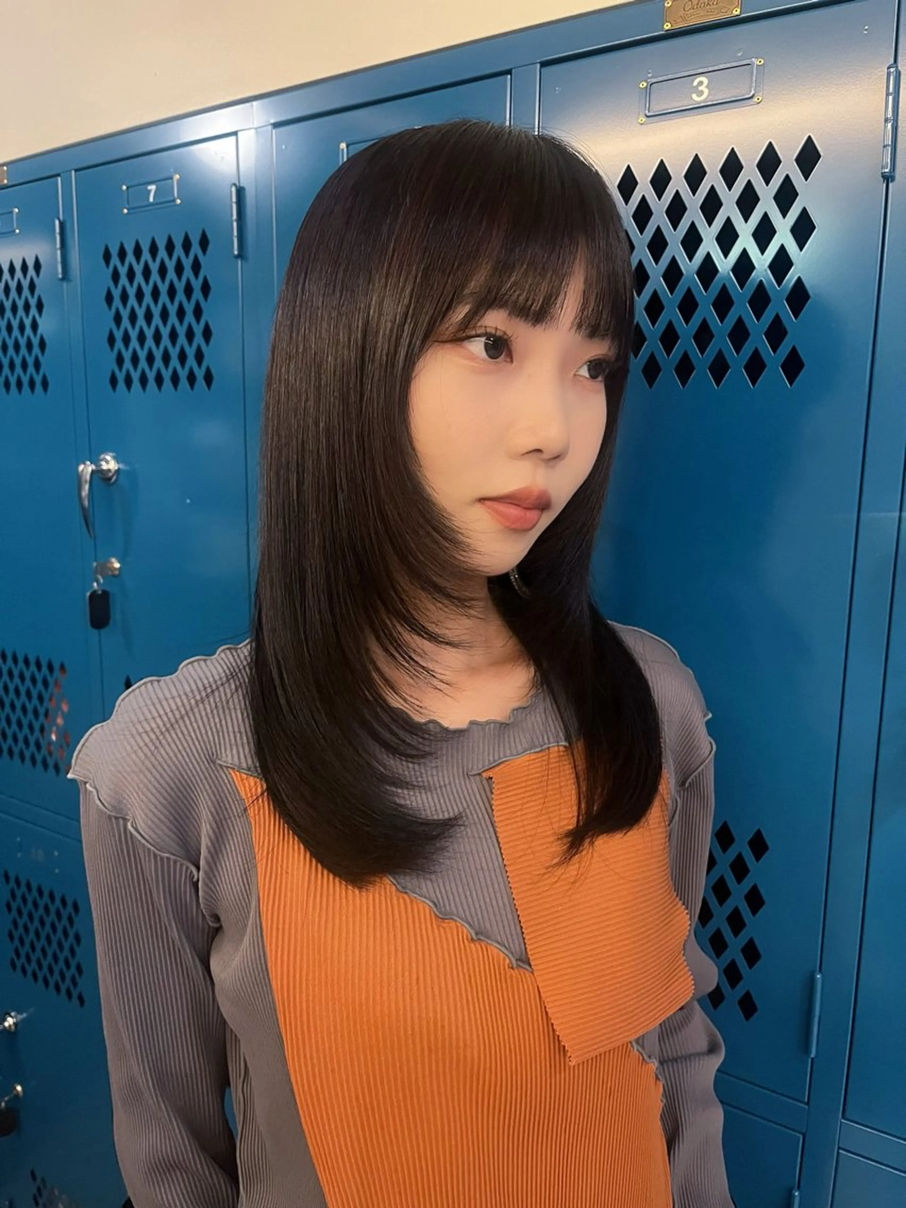 ミディアム 顔周りカット レイヤーカット 小顔カット 韓国ボブ/ハッシュ カットKIRAのヘアスタイル