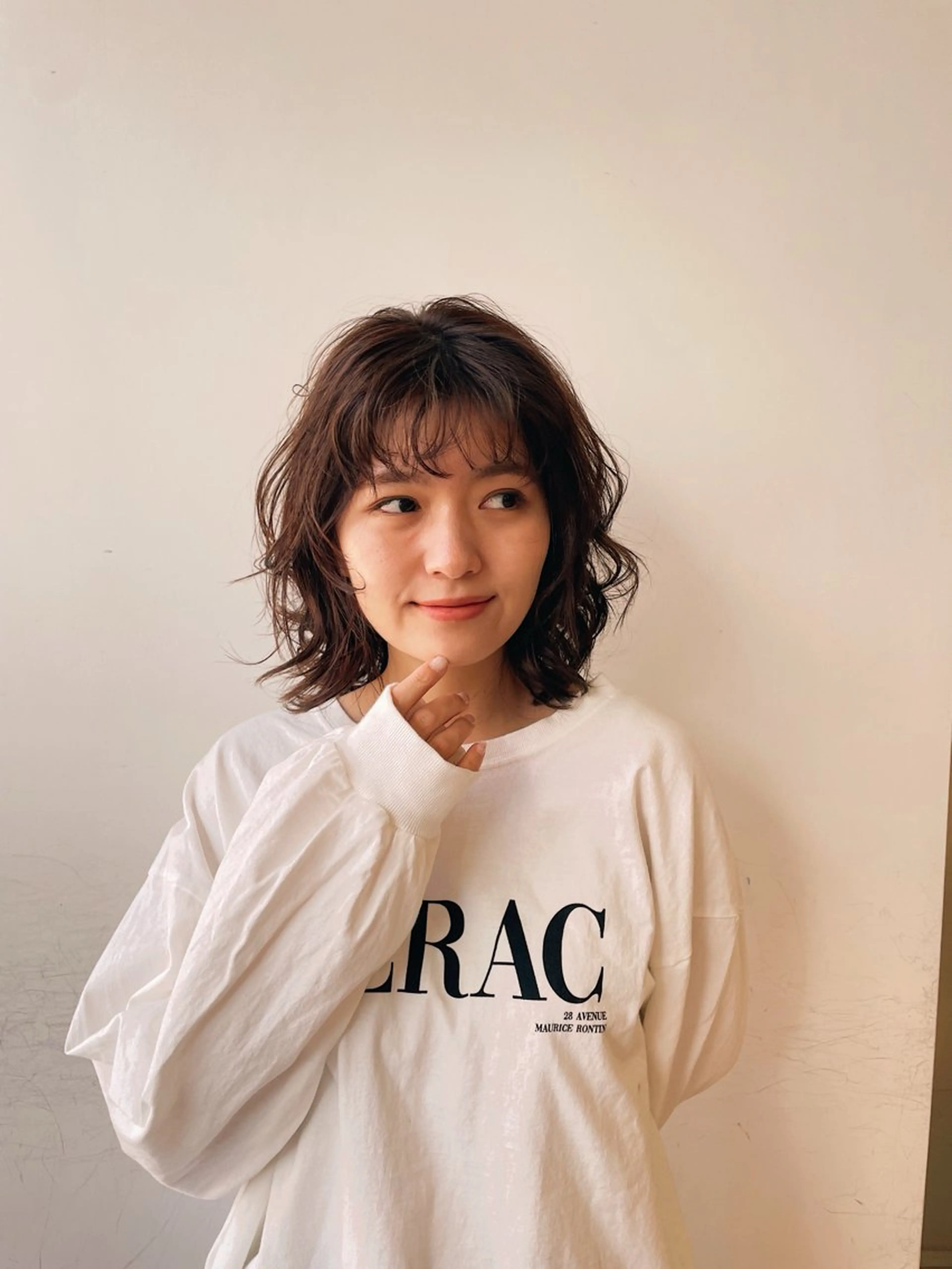 パーマ ボブ デジタルパーマ ニュアンスパーマ ボブ/ミディアム 親しみやすさ/さくらのヘアスタイル