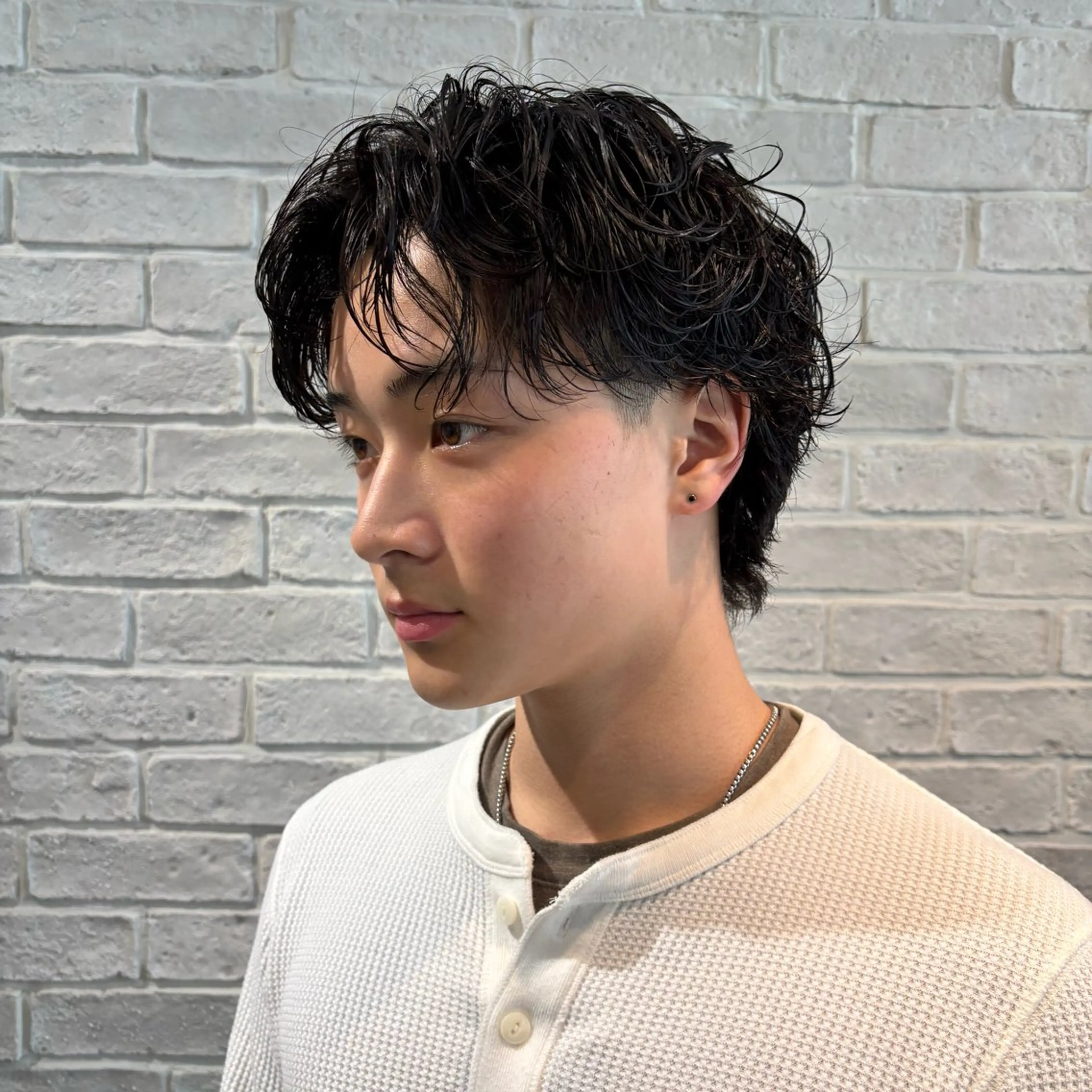 ショート パーマ メンズ オールバック センターパート メンズパーマ ニュアンスパーマ カット パーマ 札幌パーマ/ レイヤー/後藤海音のヘアスタイル