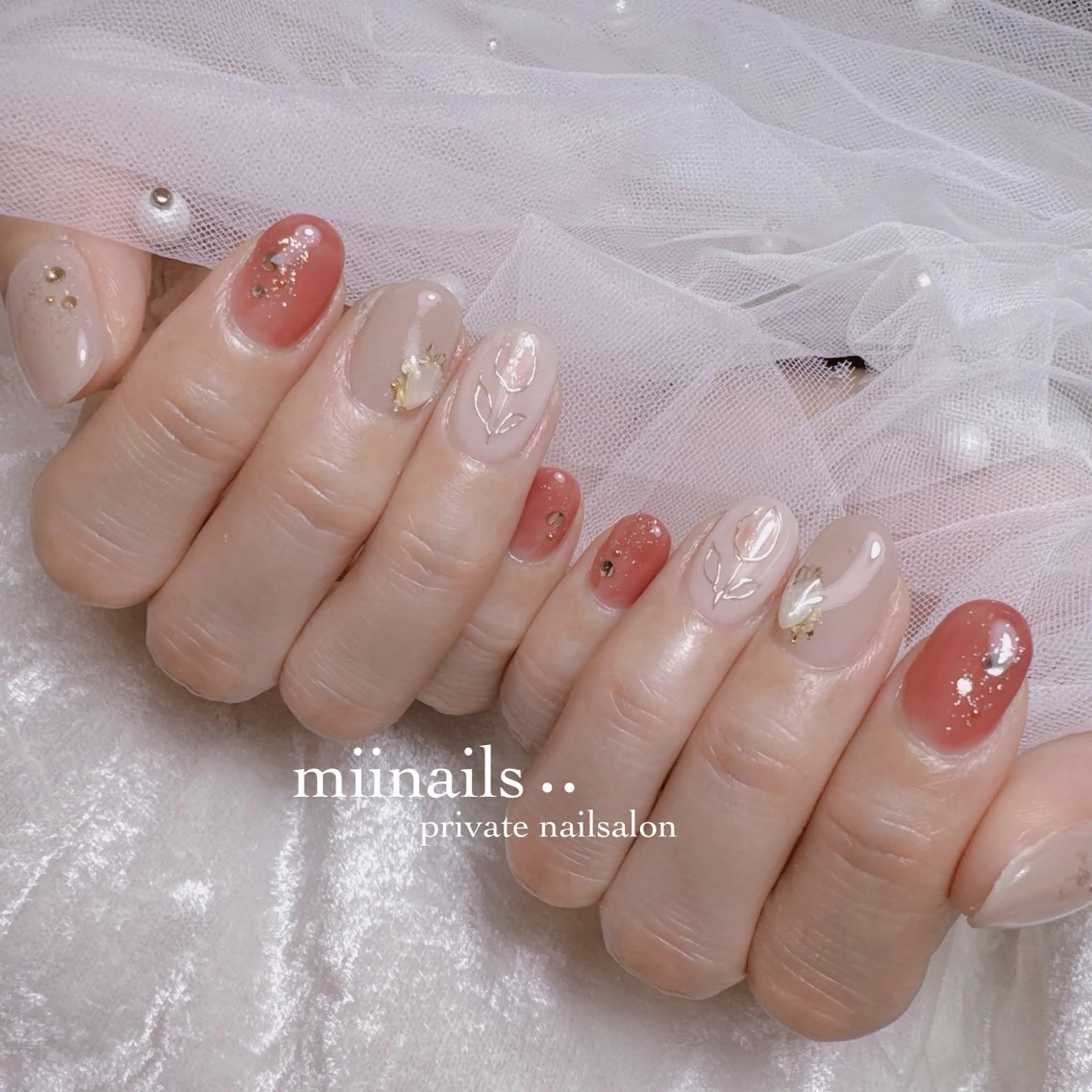 ネイル 韓国ネイル マグネットネイル ワンホンネイル ハンドネイル nailsalon miinailsのネイルデザイン