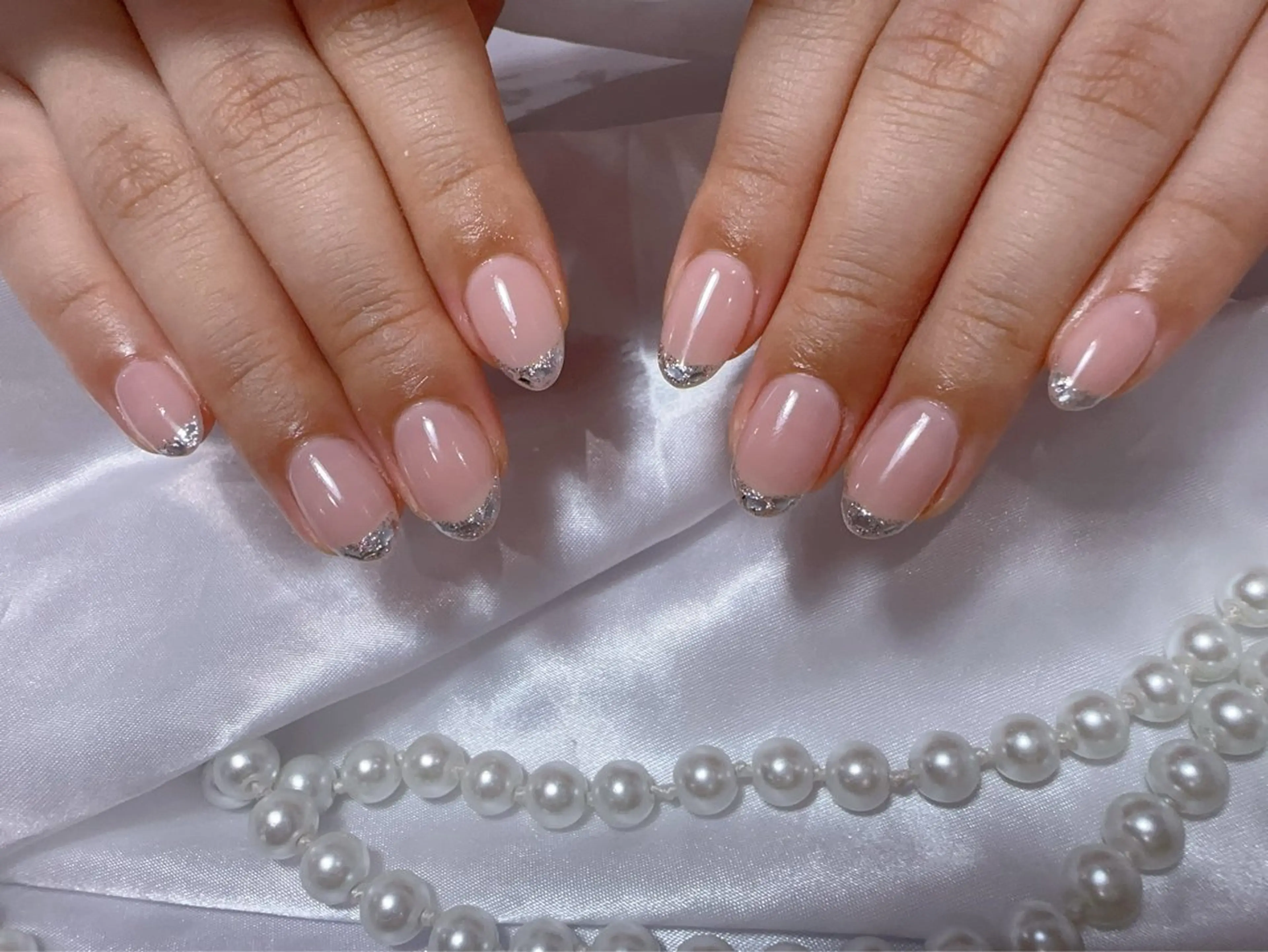 ネイル アートネイル フラッシュネイル フレンチネイル ジェルネイル ガラスフレンチ ハンドネイル You&Me Miyuのネイルデザイン