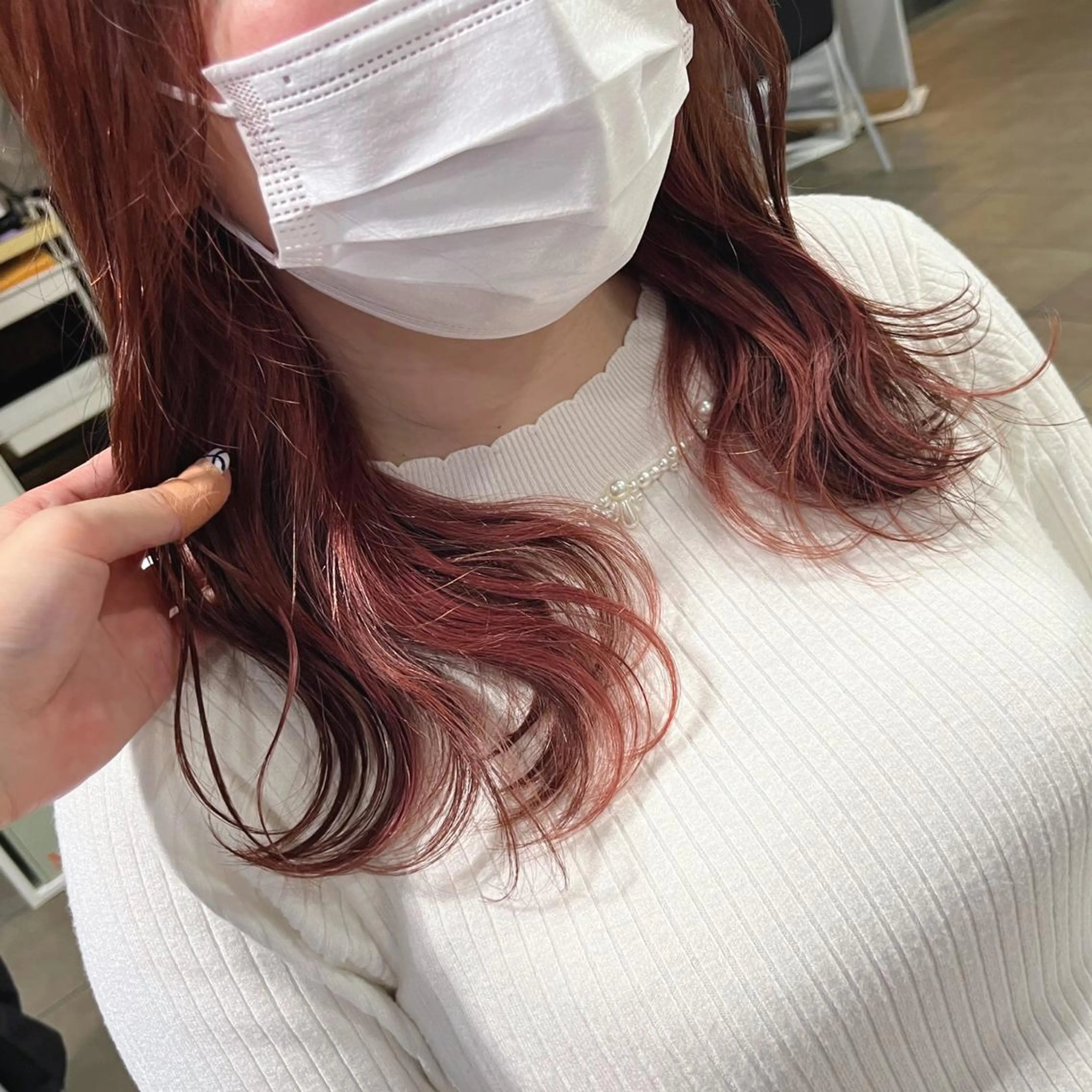 セミロング カラー uni 江坂🦋 木下風子のヘアスタイル