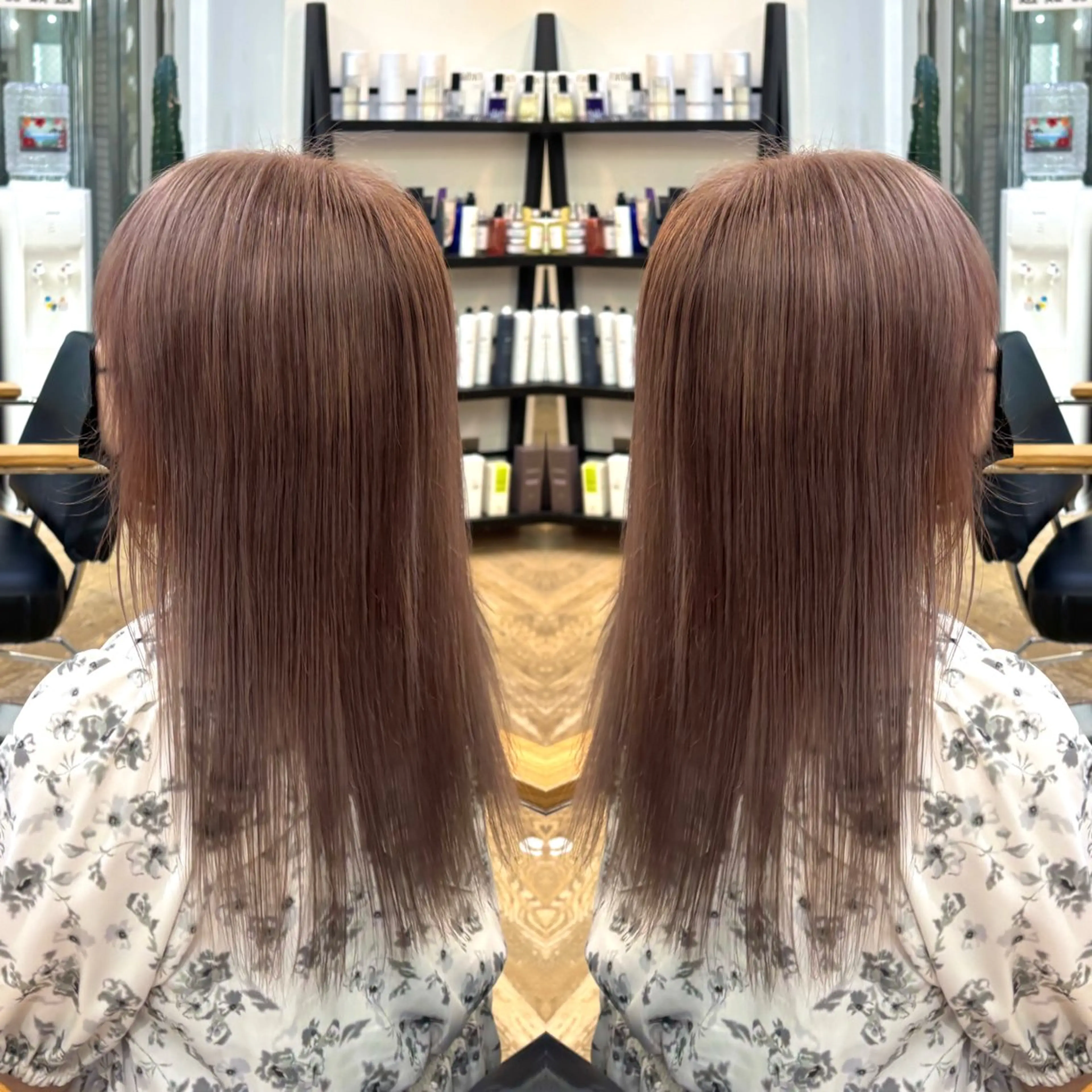 セミロング カラー カット ヘアカラー トリートメント 💎ハイトーン/艶 カラー モエカ💎のヘアスタイル