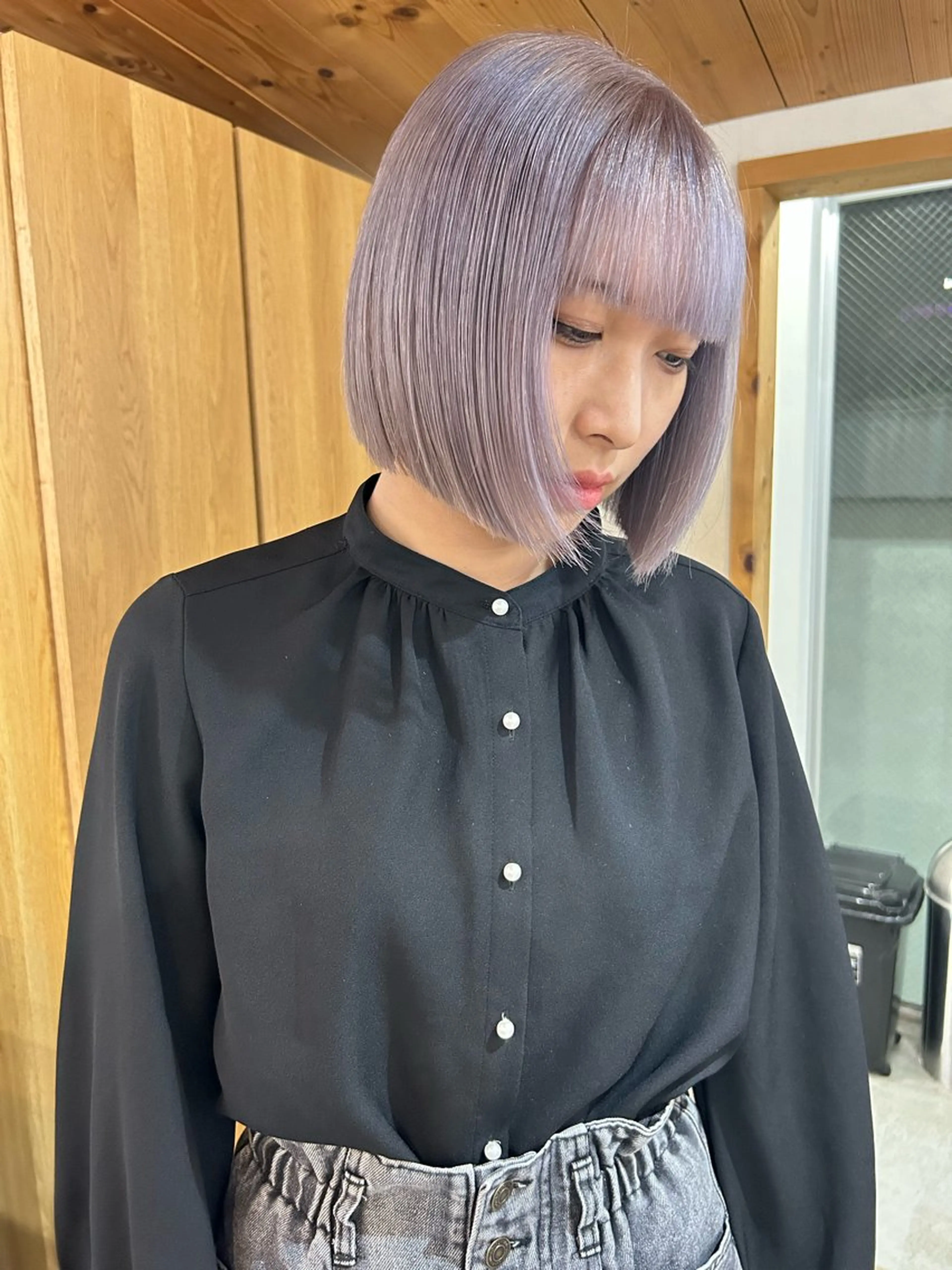 ショート カラー メンズ ラベンダーカラー カット ヘアカラー トリートメント 🧸艶々韓国ヘア 🧁mizunaのヘアスタイル