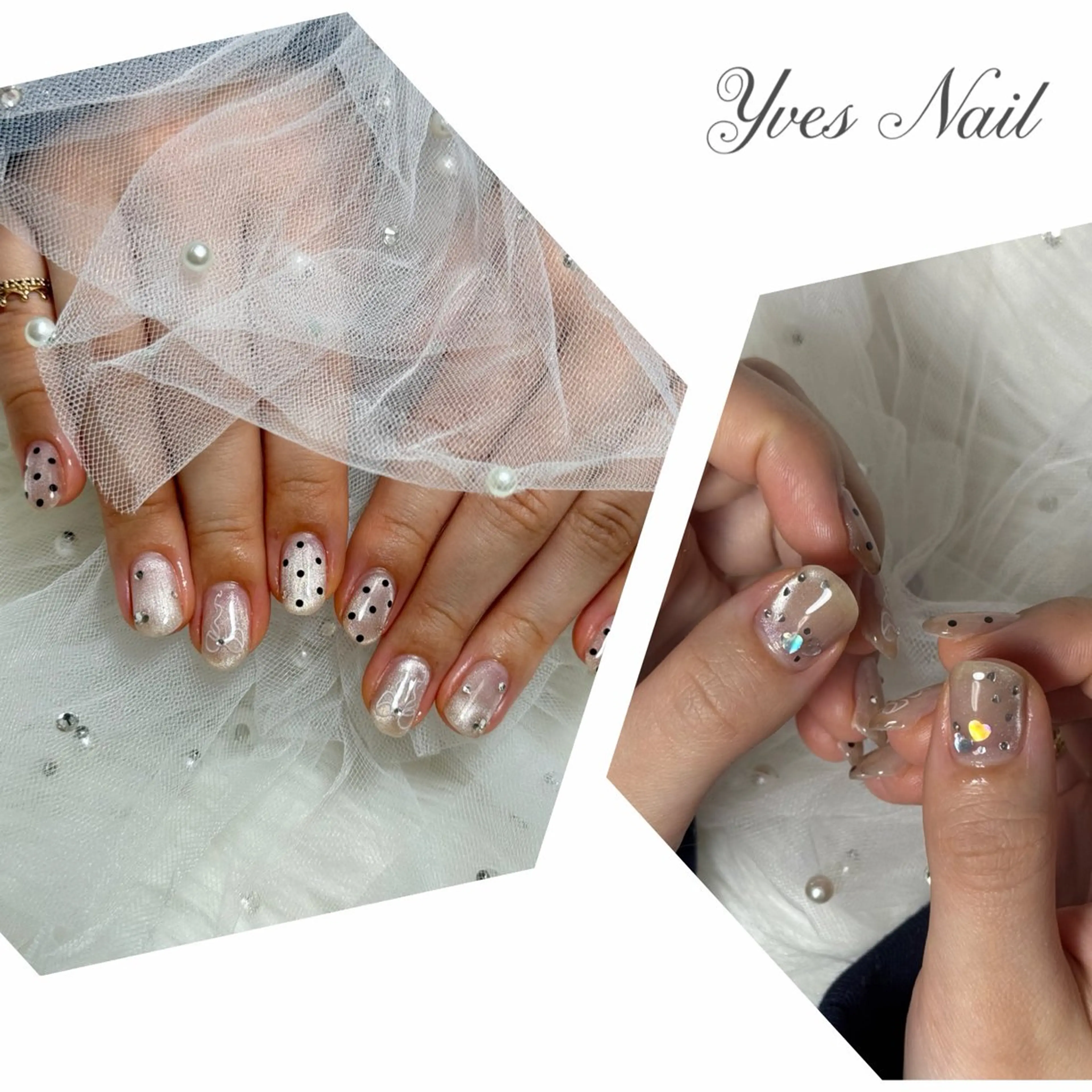 ネイル ドット マグネットネイル リボン ハンドネイル kanno yのネイルデザイン