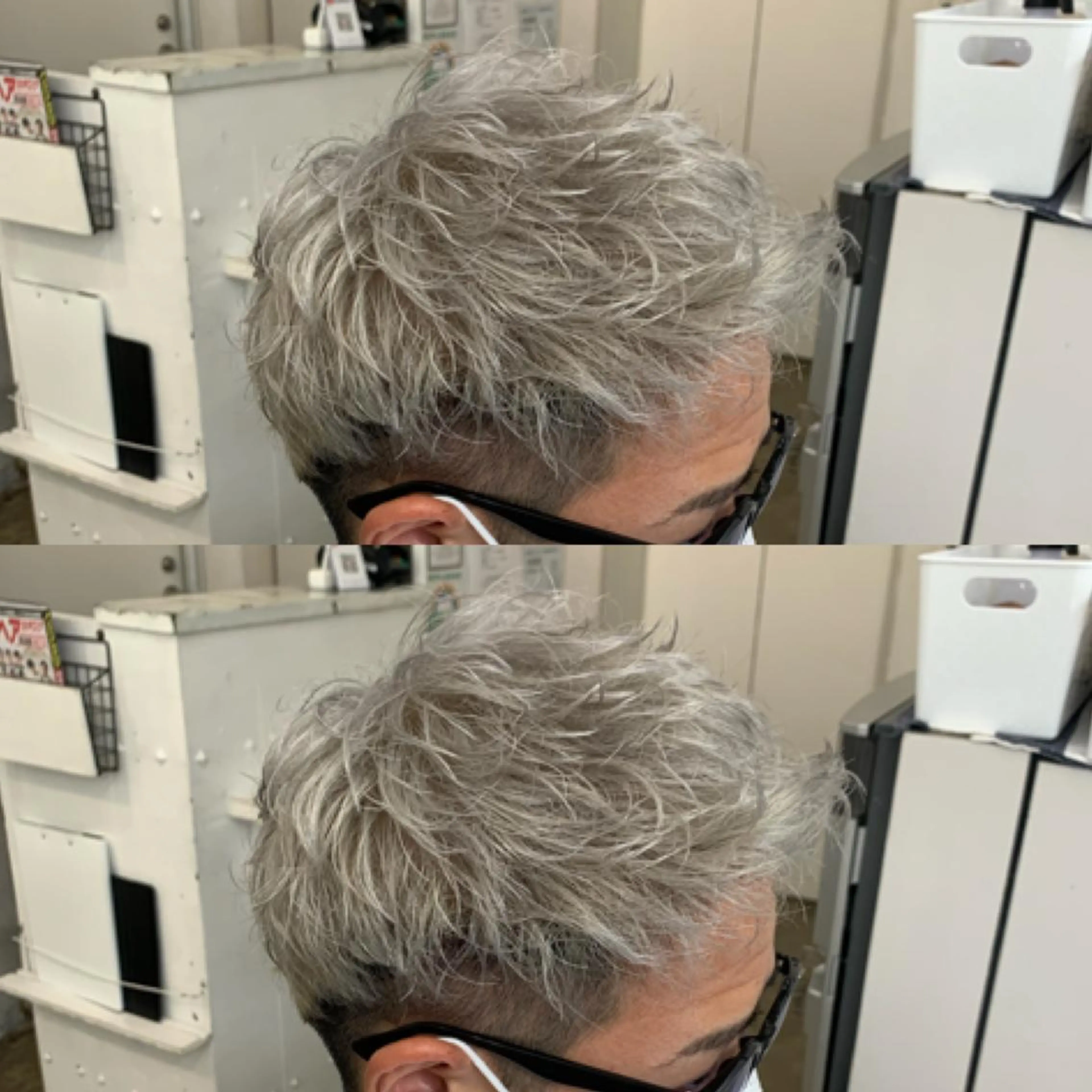 ショート カラー メンズ シルバー ホワイトシルバー ショートヘア メンズ専門店 店長 小柳 裕夢のヘアスタイル