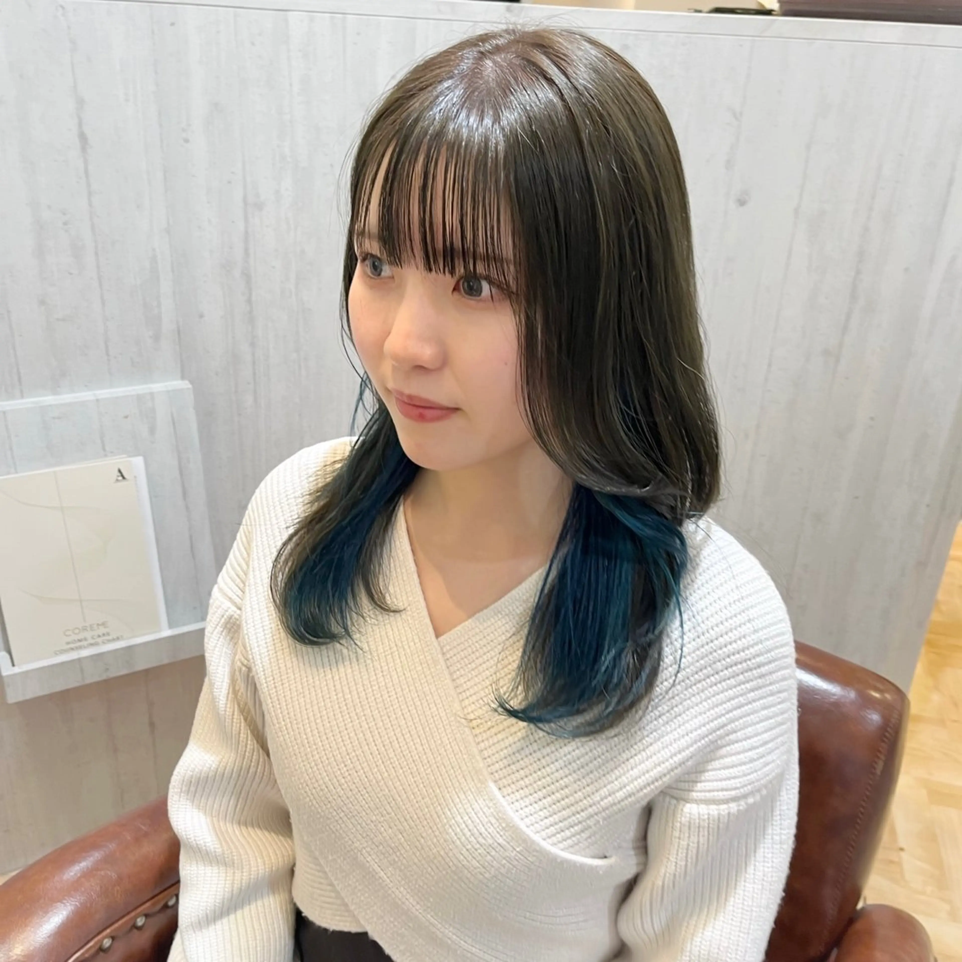 ミディアム カラー ヘアアレンジ ブルーカラー インナーカラー 仙台/駅近/ AUTHEN/アンズのヘアスタイル