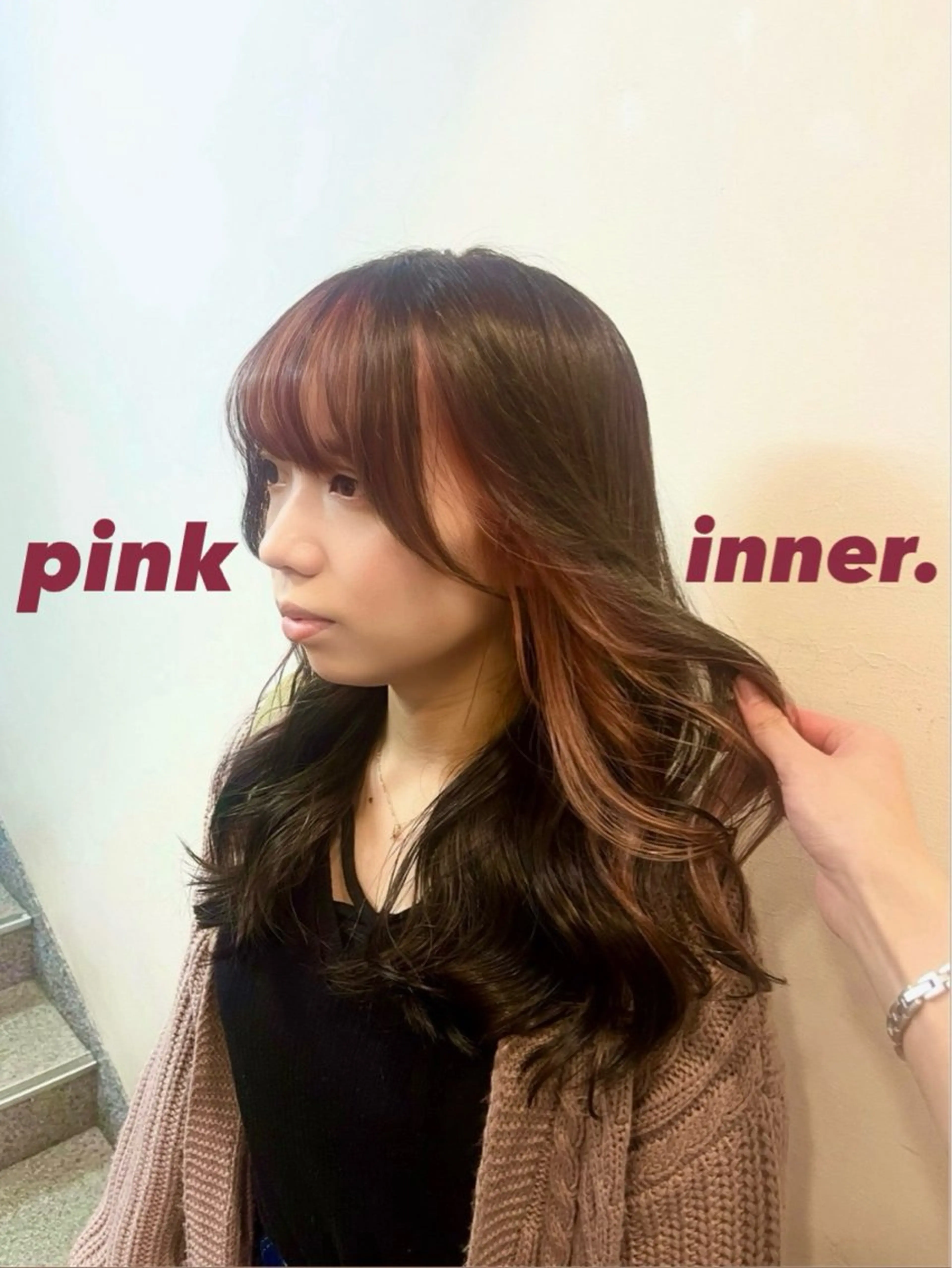 ロング カラー ブラウンカラー イヤリングカラー ピンクカラー ピンクブラウン メンズパーマ/ 横浜/佐藤桃香 🦥のヘアスタイル