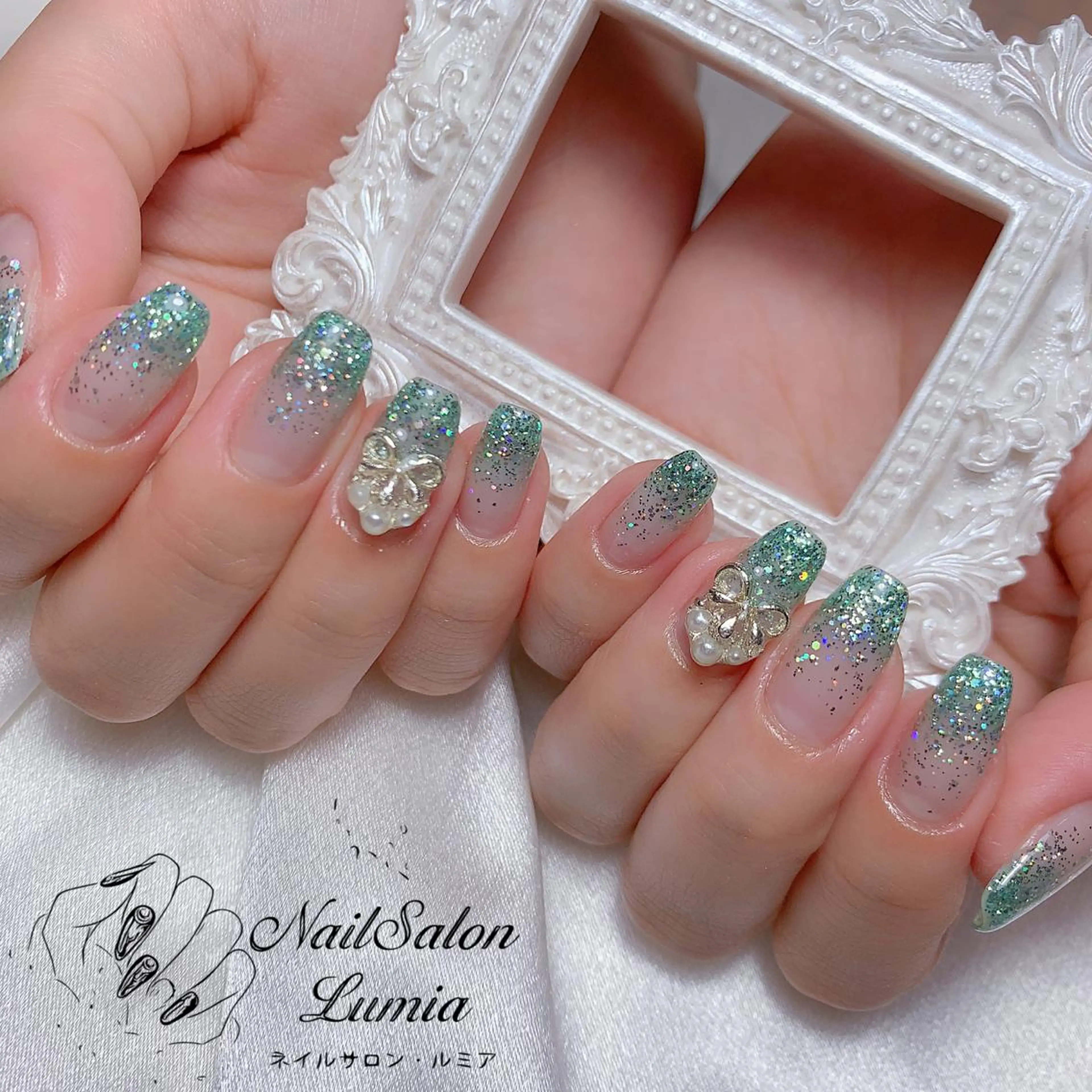 ネイル グラデーション ラメ(グリッター) ラメグラデーション ハンドネイル ネイルサロン ルミア Lumia 店長のネイルデザイン