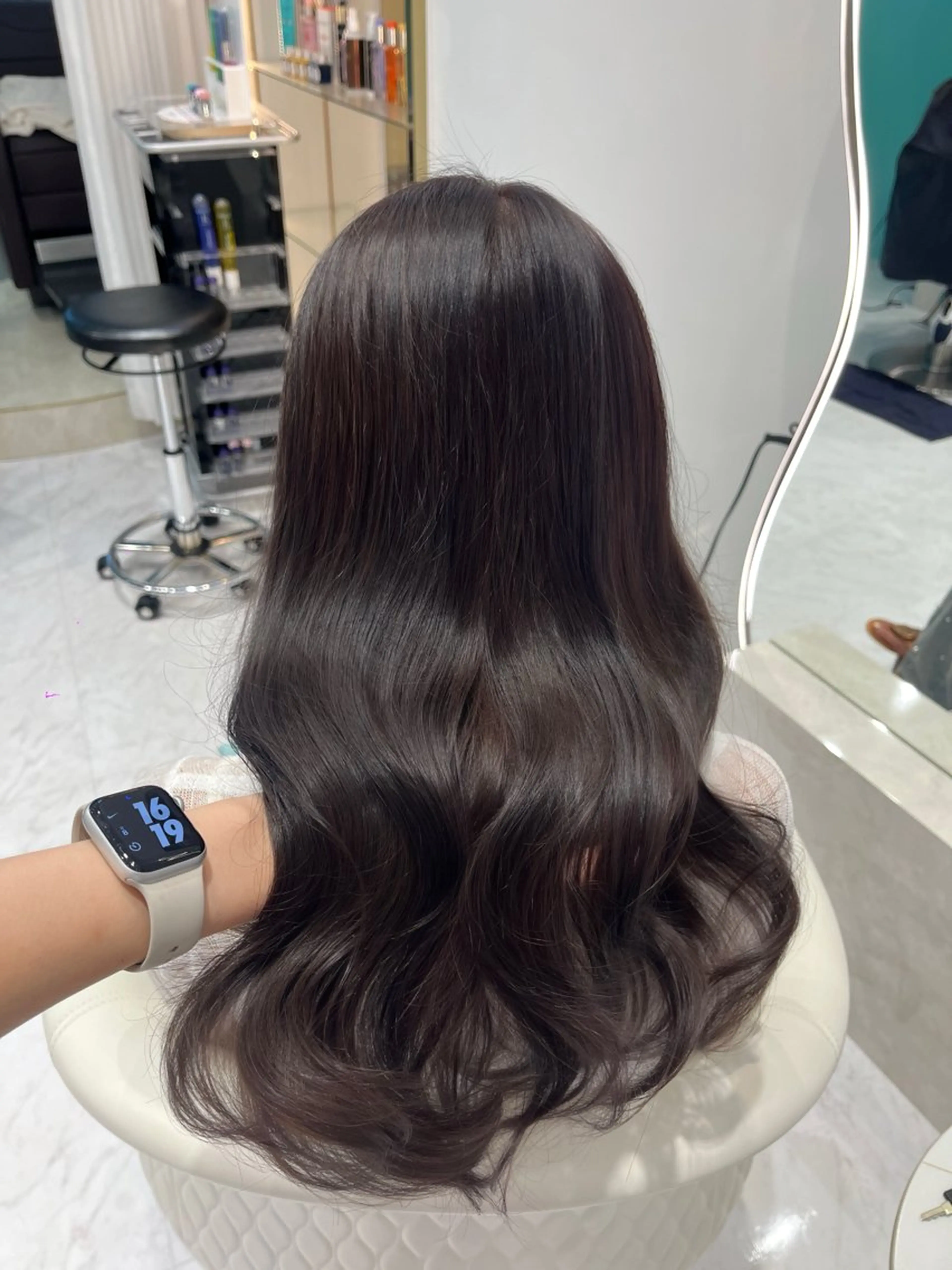 セミロング カラー ブラウンカラー ラベンダーカラー ラベンダーブラウン カット ヘアカラー トリートメント 名駅/大人韓国ヘア 艶カラー/Rihoのヘアスタイル