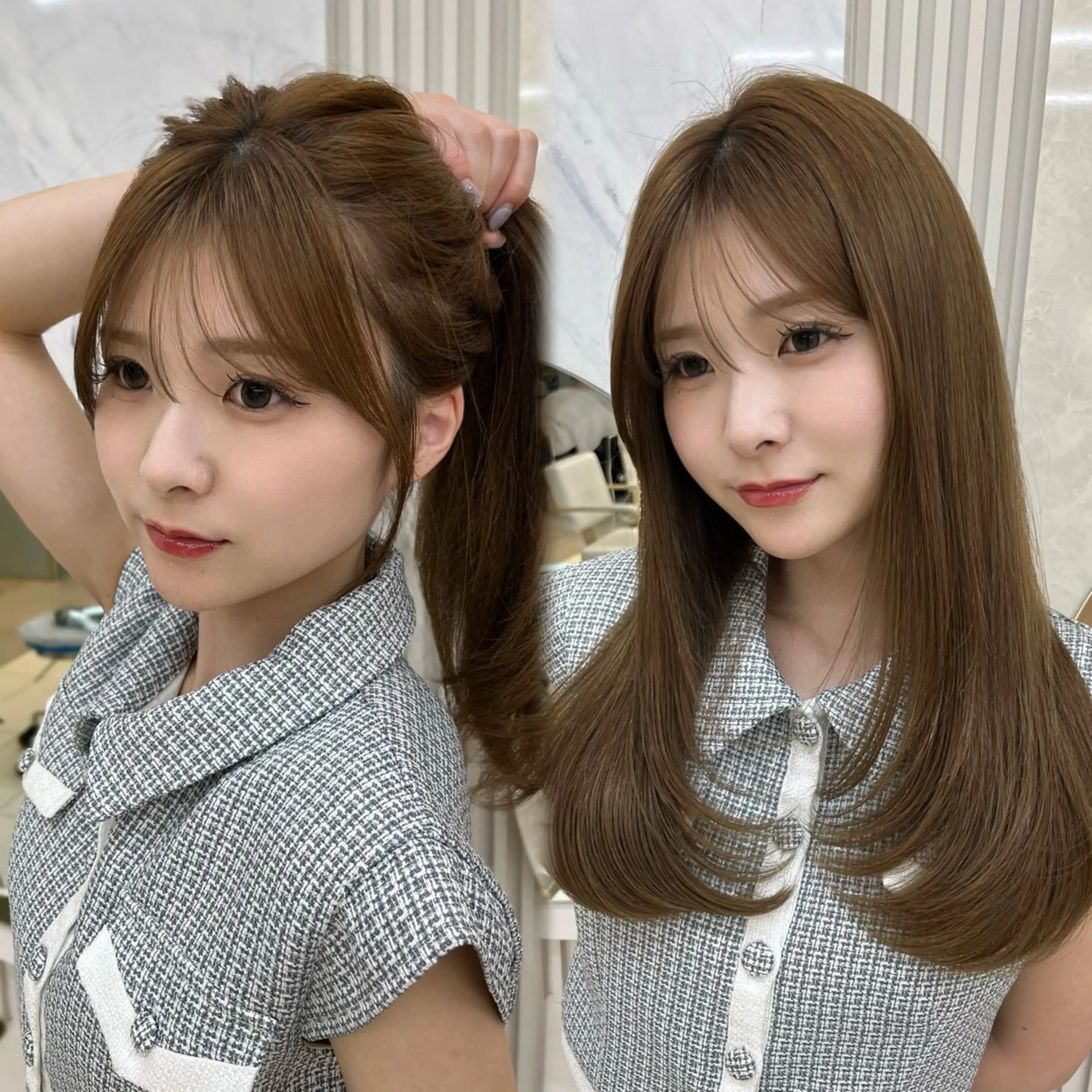 セミロング カラー 似合わせレイヤー/ 透明感カラーのヘアスタイル