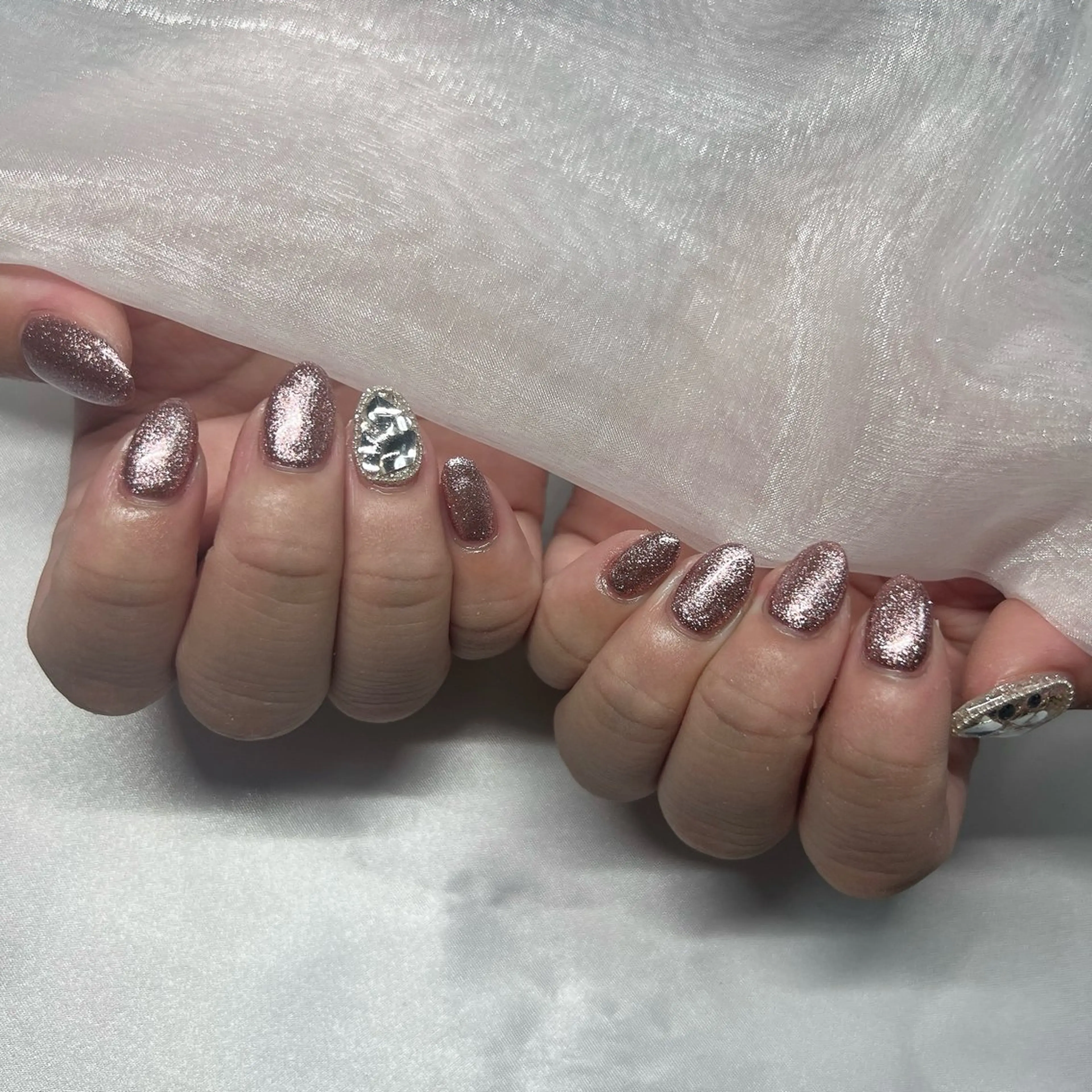 ネイル ジェルネイル 韓国ネイル ラメ(グリッター) マグネットネイル ミラーネイル ハンドネイル -nail salon-Reward所属・nail salon Rewardのネイルデザイン