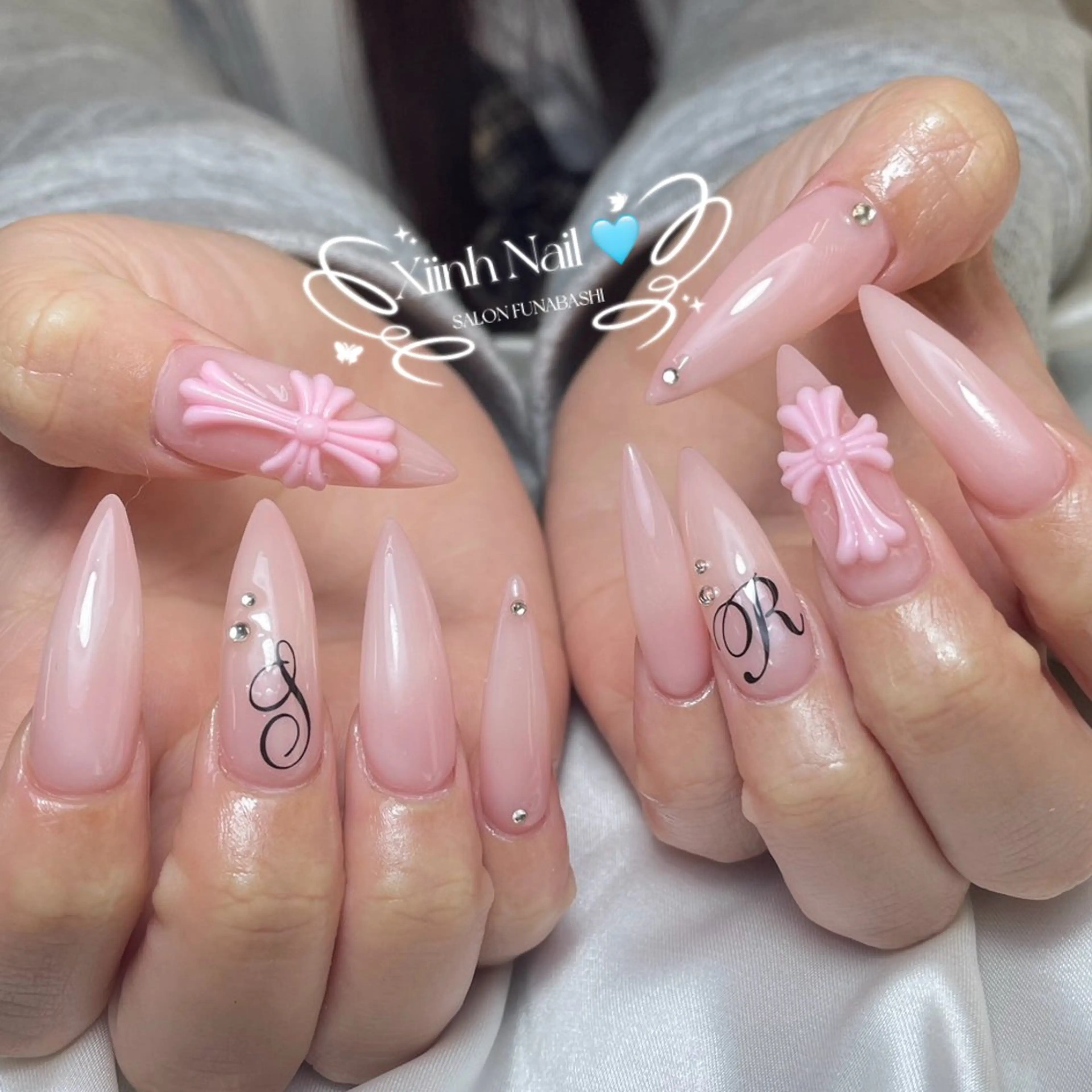 ネイル チークネイル 桜ネイル 長さ出し フットネイル ジェルネイル ハンドネイル XIINH NAIL SALONのネイルデザイン