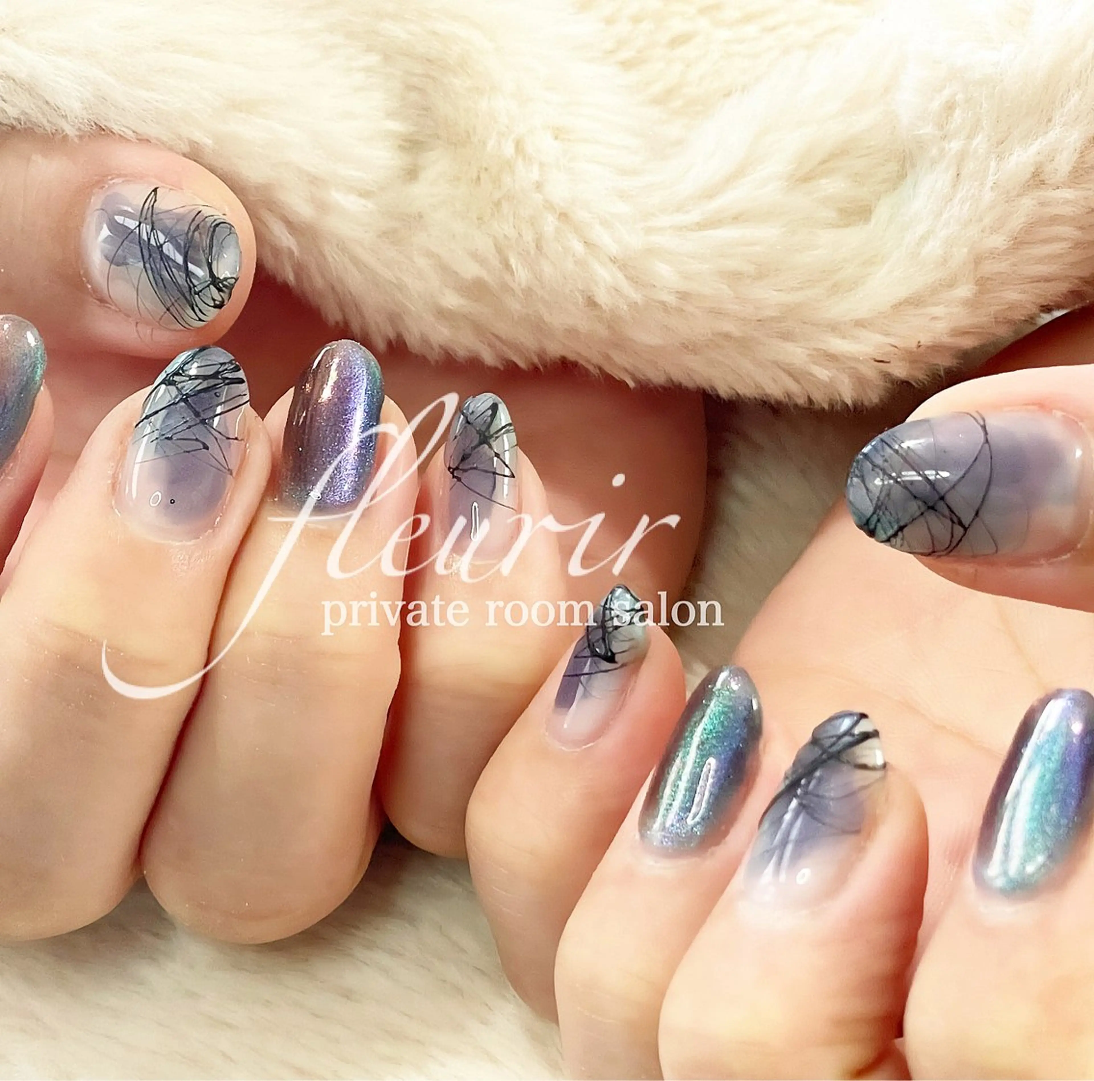 ネイル マグネットネイル フルリール 【プライベートサロンのネイルデザイン