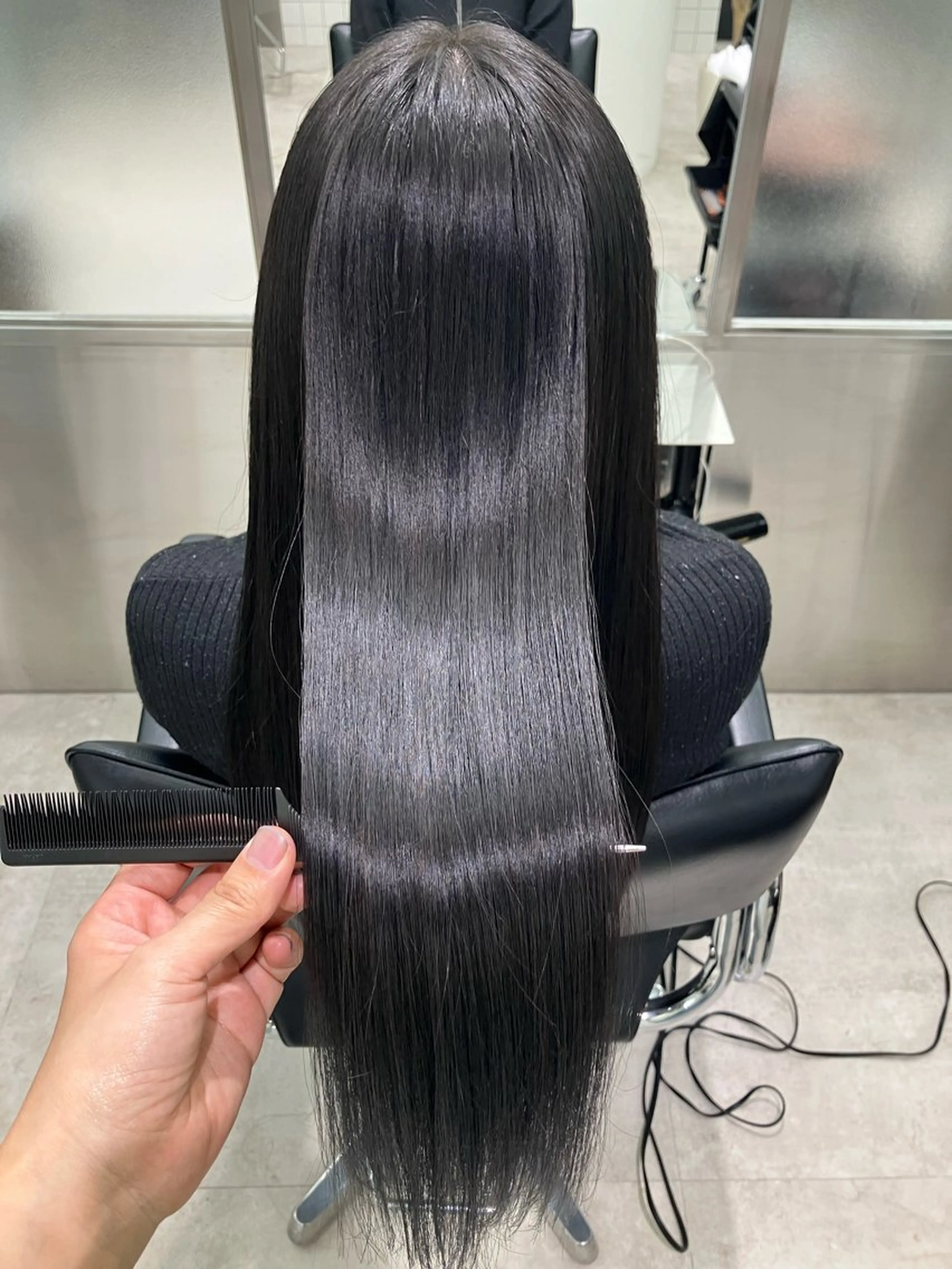 ロング カラー ブルーカラー ブルーグレー トリートメント 髪質改善/艶カラー 縮毛矯正/みほのヘアスタイル