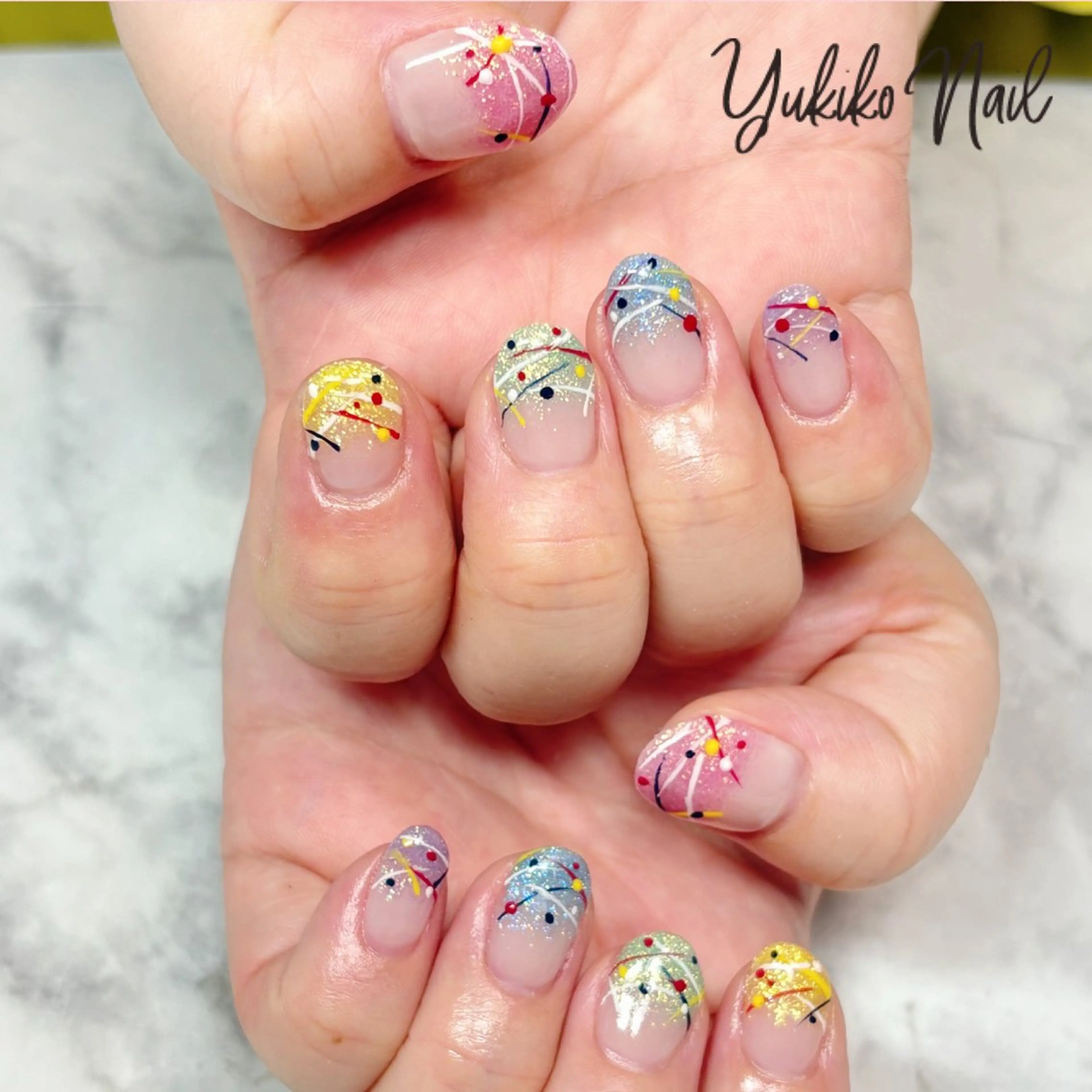 ネイル パステルネイル 夏ネイル ヨーヨーネイル ユキコ ネイルのネイルデザイン
