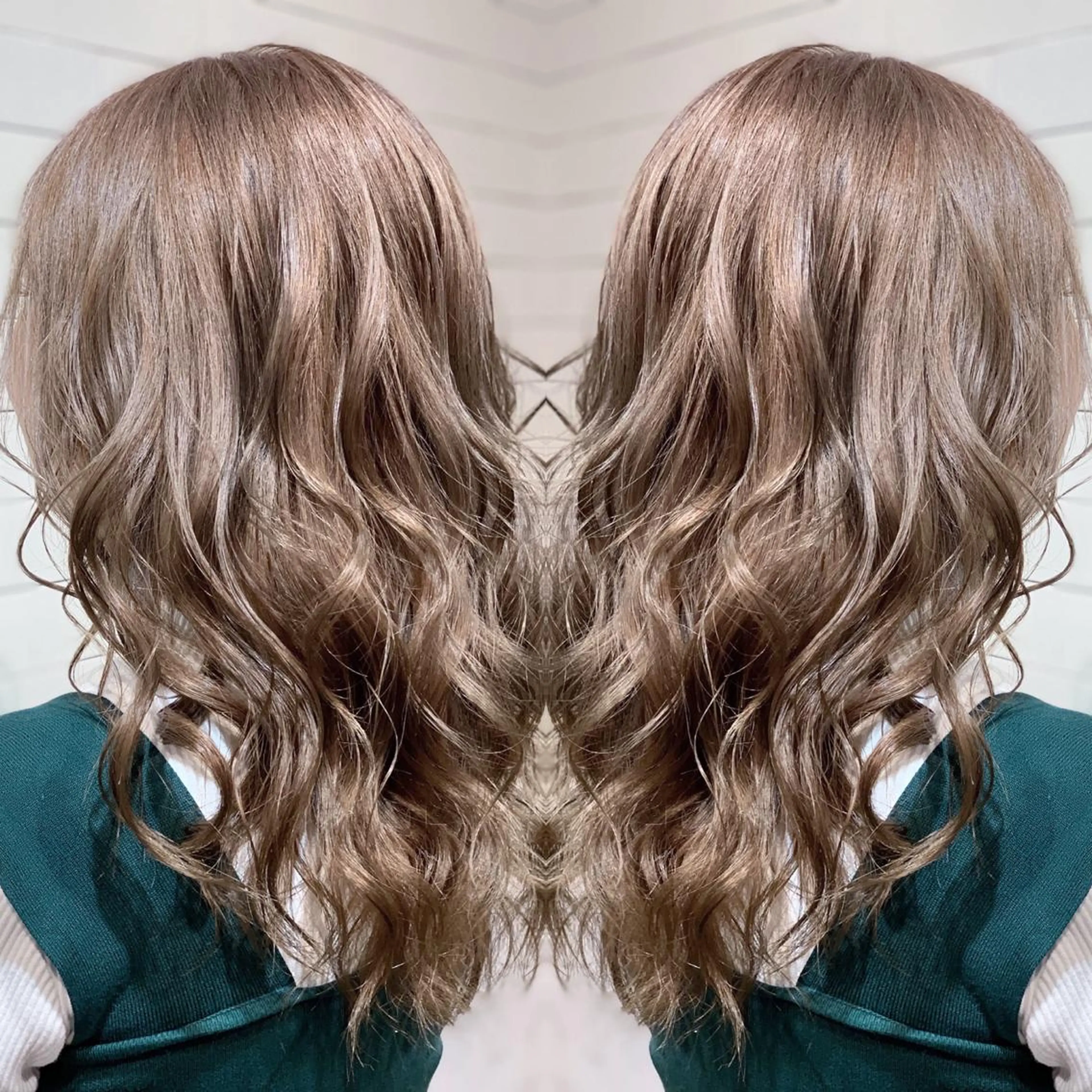 セミロング カラー ヘアアレンジ 髪質改善×ハイトーン 中田啄也のヘアスタイル