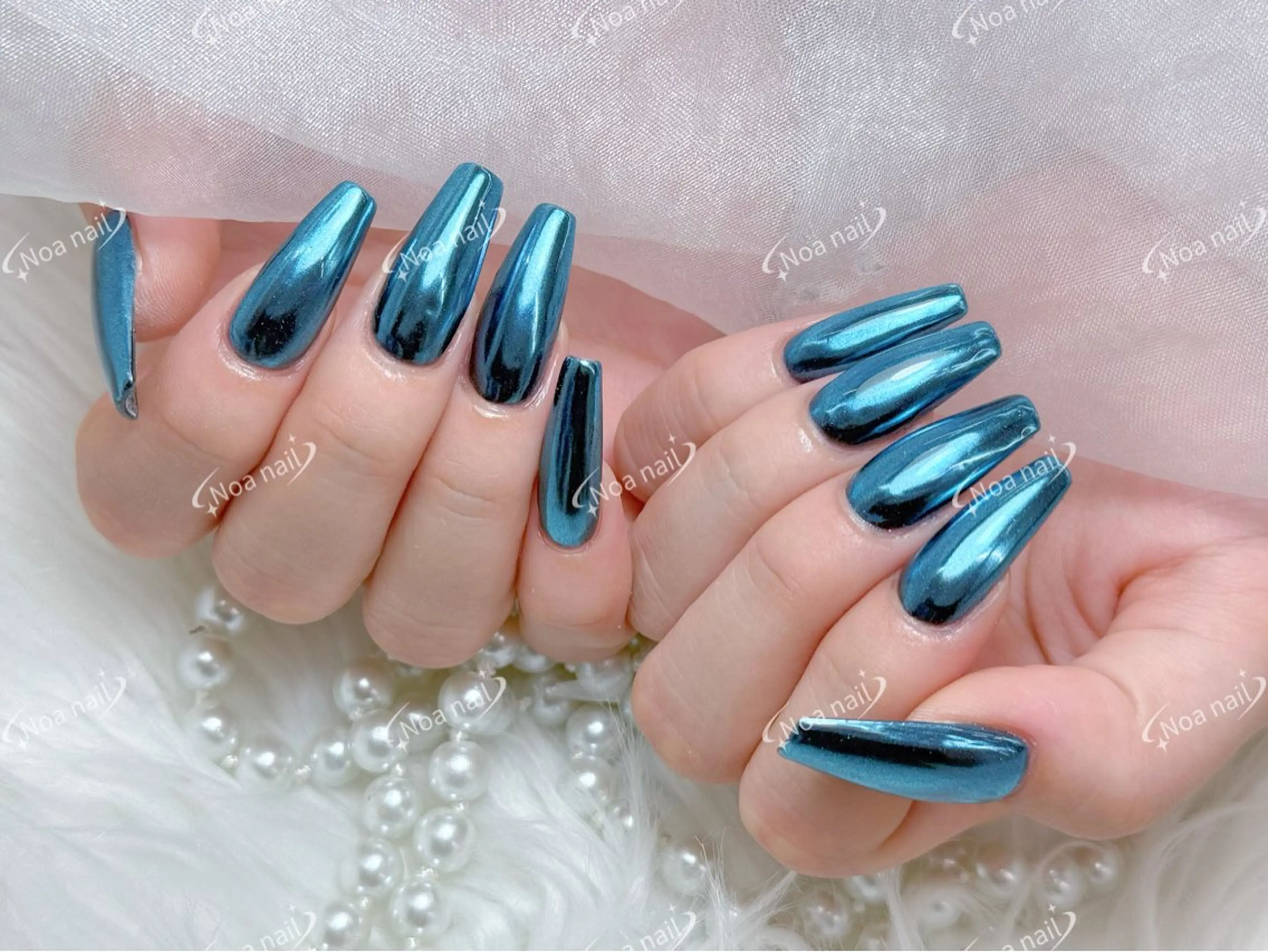 ロング 韓国風ヘア ハンドネイル Noa Nail みつきのネイルデザイン